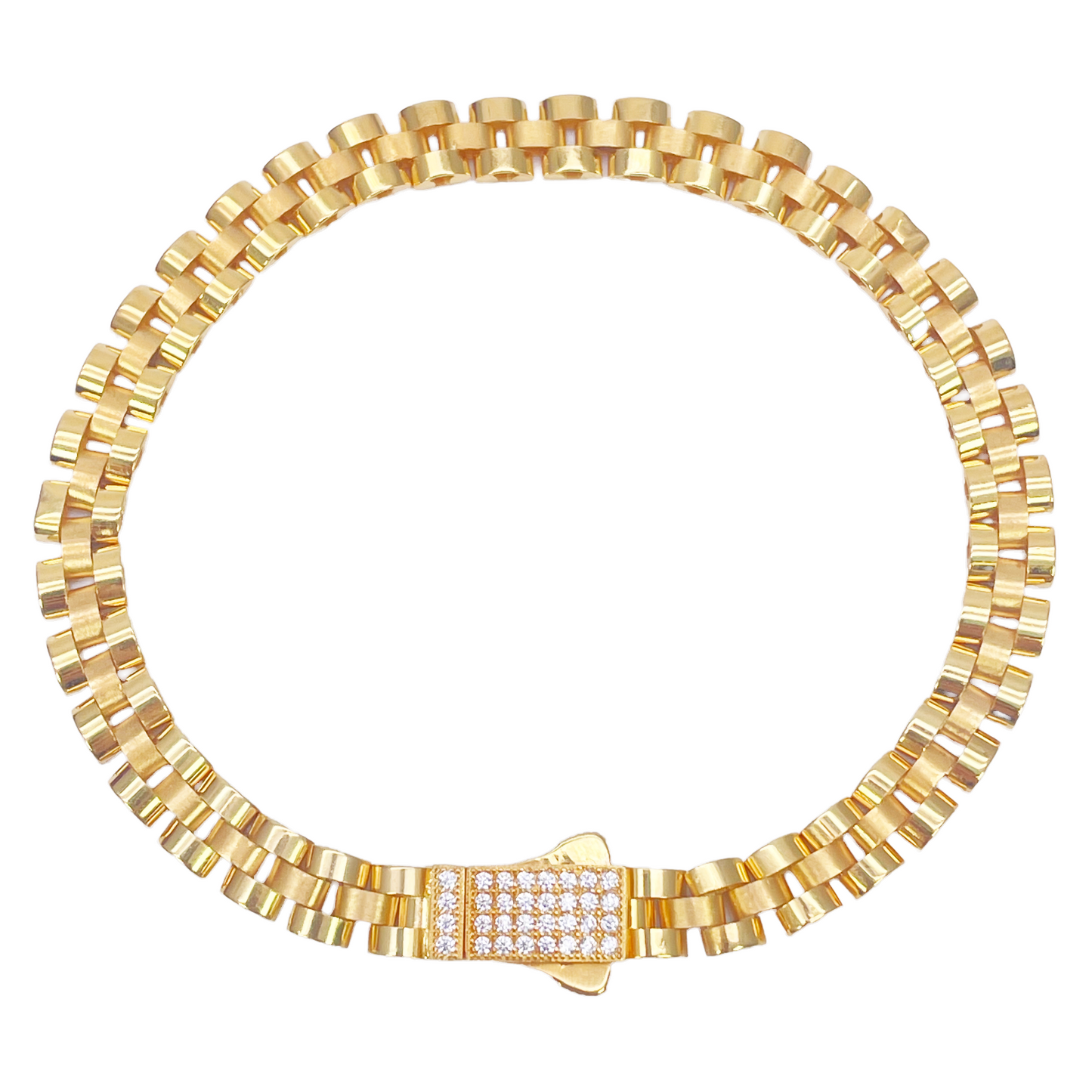 22ct Yellow Gold Brick link Presidential Bracelet 8 Inches 6mm width