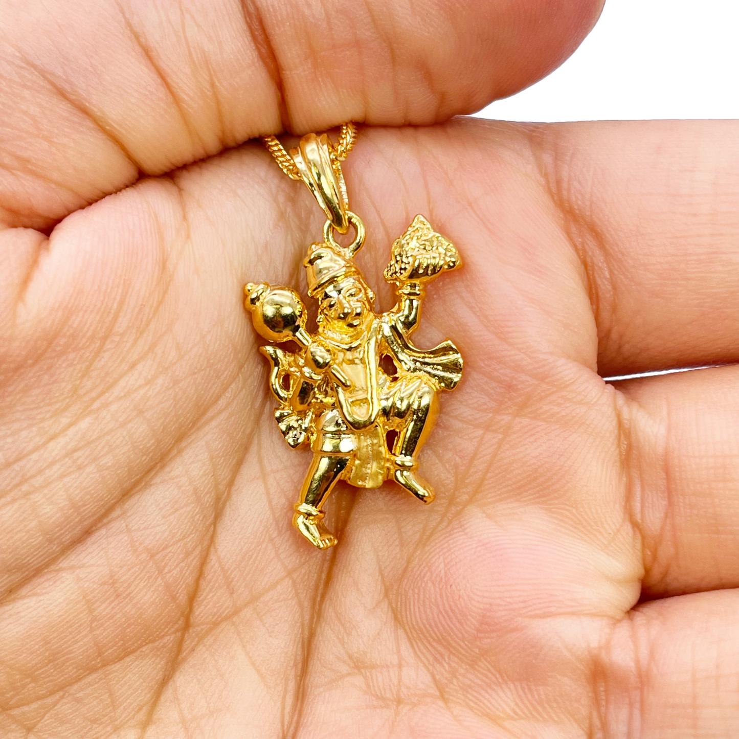 22ct Yellow Gold High Polished Hanuman Pendant 30mm Length