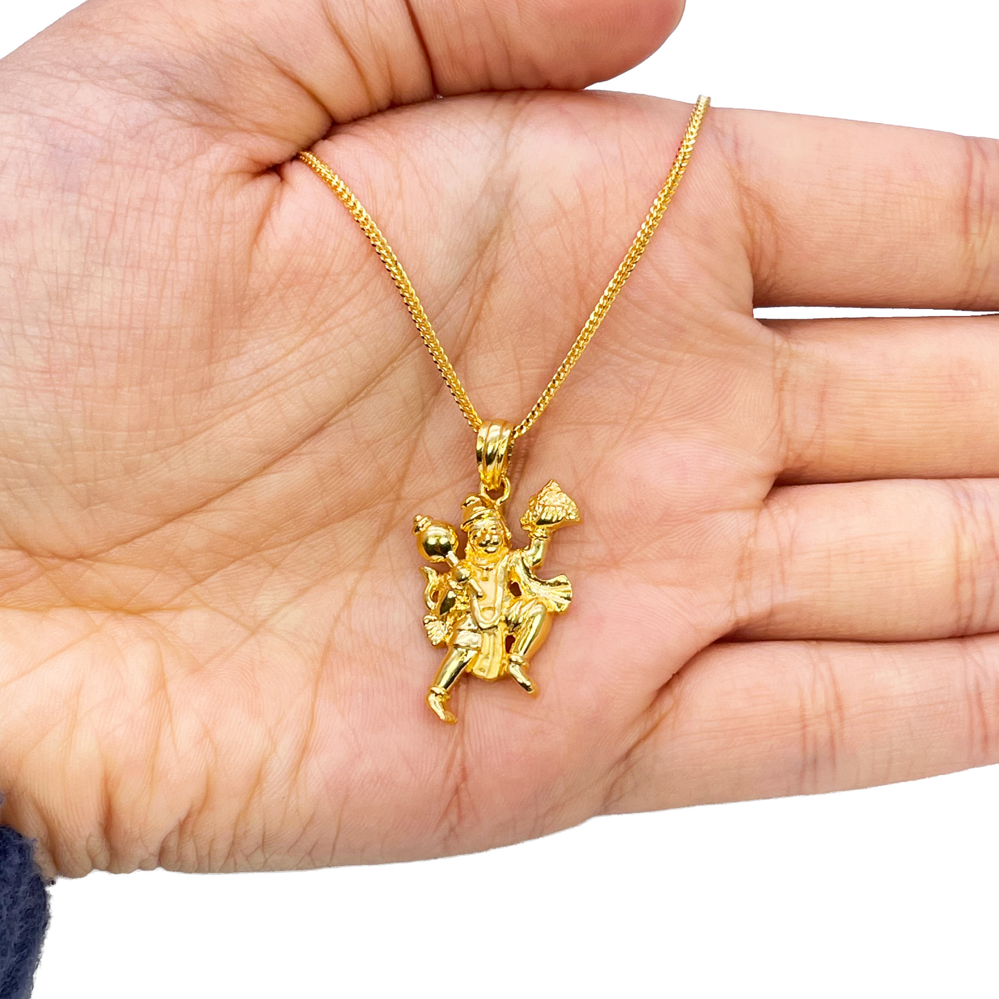22ct Yellow Gold High Polished Hanuman Pendant 30mm Length