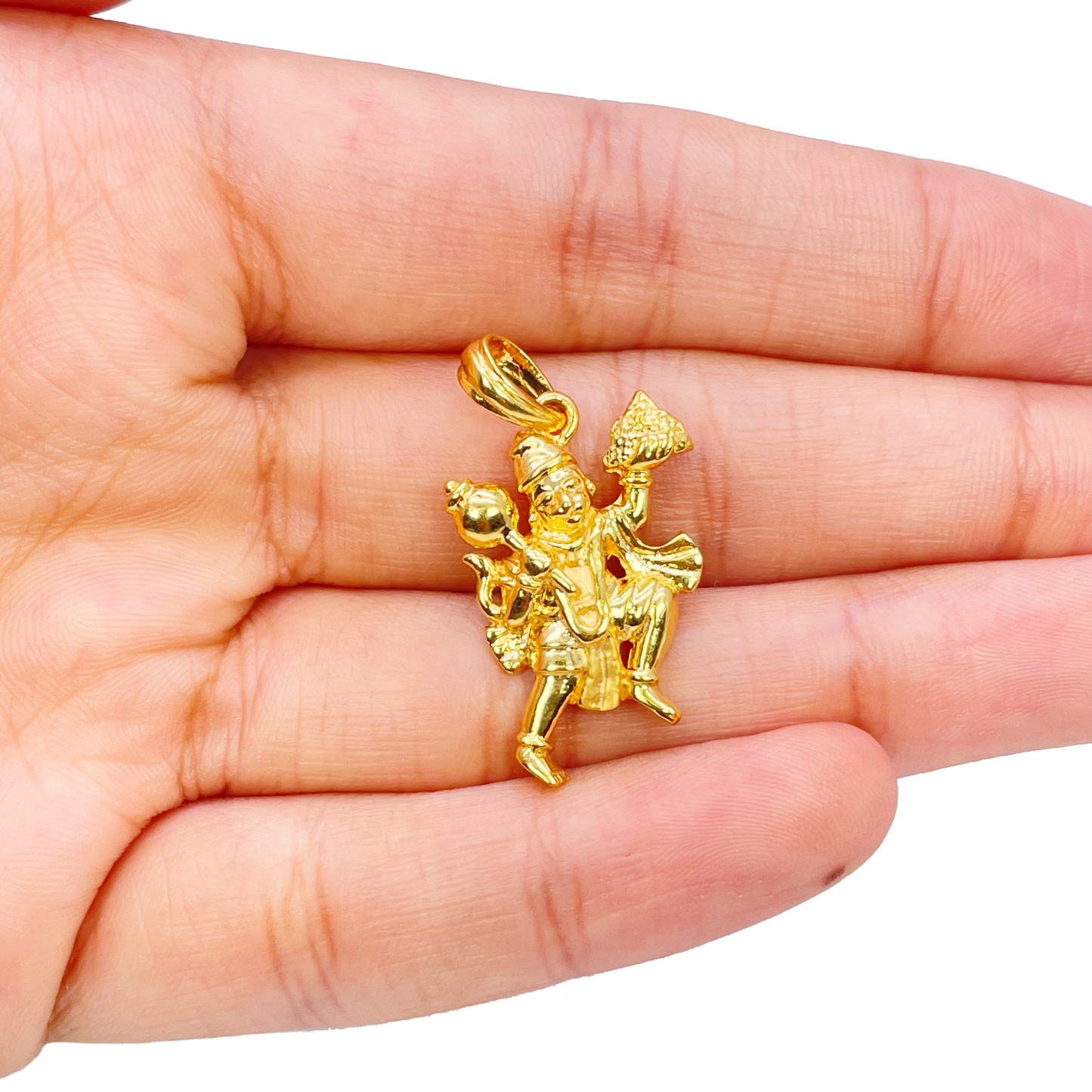 22ct Yellow Gold High Polished Hanuman Pendant 30mm Length