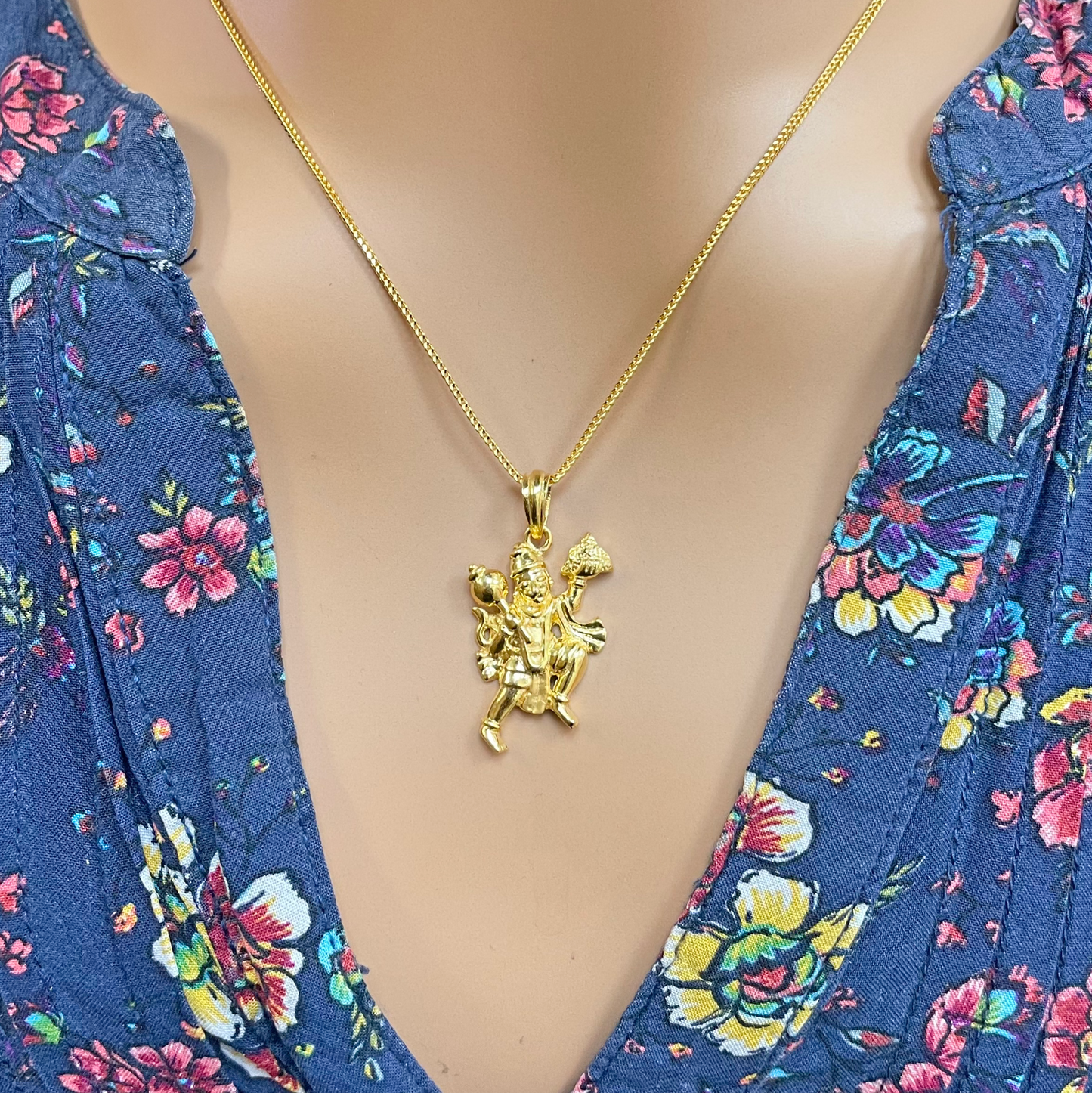 22ct Yellow Gold High Polished Hanuman Pendant 30mm Length