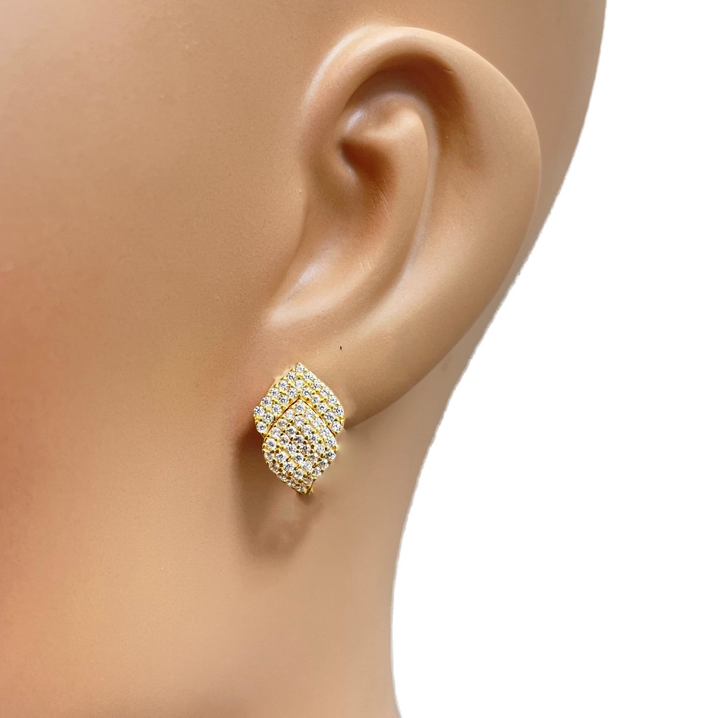 22ct Yellow Gold Fancy Cubic Zirconia Hoop Huggie Earrings 8mm Inside Diameter