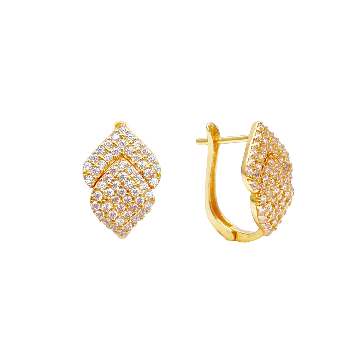 22ct Yellow Gold Fancy Cubic Zirconia Hoop Huggie Earrings 8mm Inside Diameter