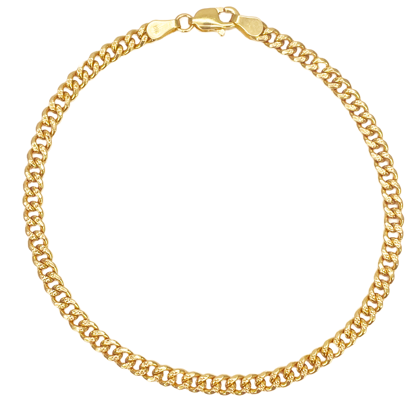 22ct Yellow Gold Curb Link High Polished Plain Bracelet 8 inches