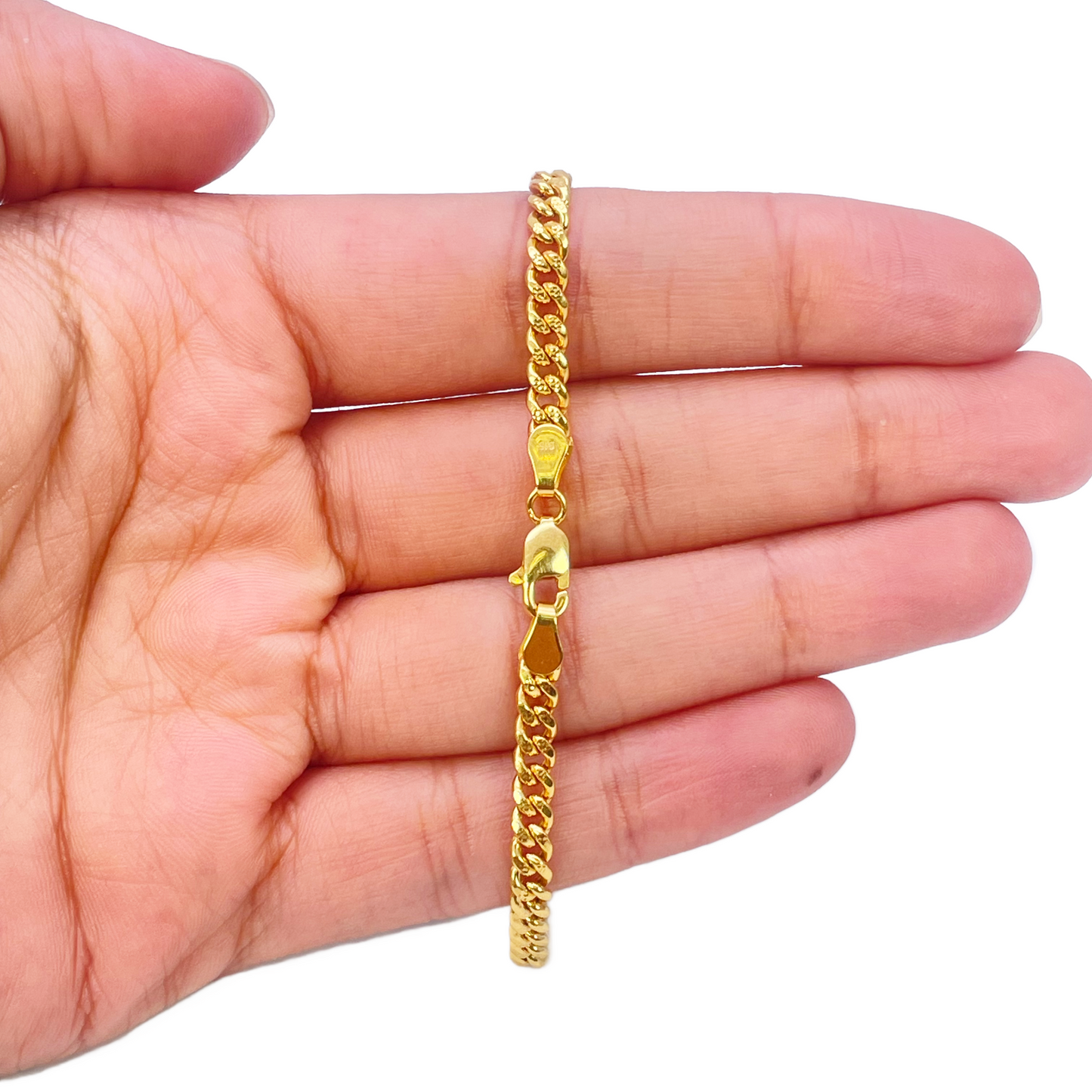 22ct Yellow Gold Curb Link High Polished Plain Bracelet 8 inches