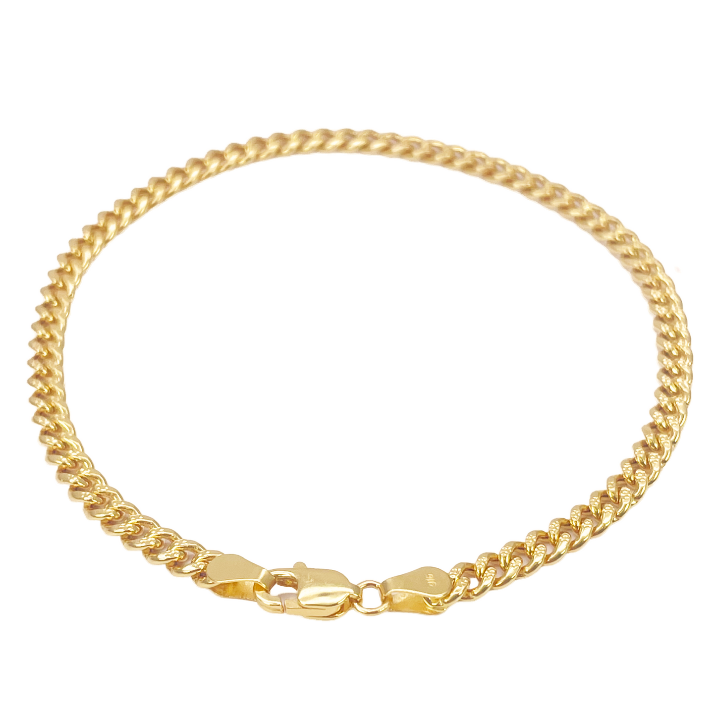 22ct Yellow Gold Curb Link High Polished Plain Bracelet 8 inches