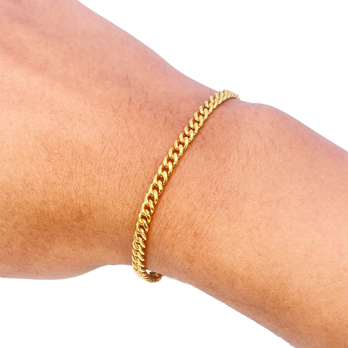 22ct Yellow Gold Curb Link High Polished Plain Bracelet 8 inches