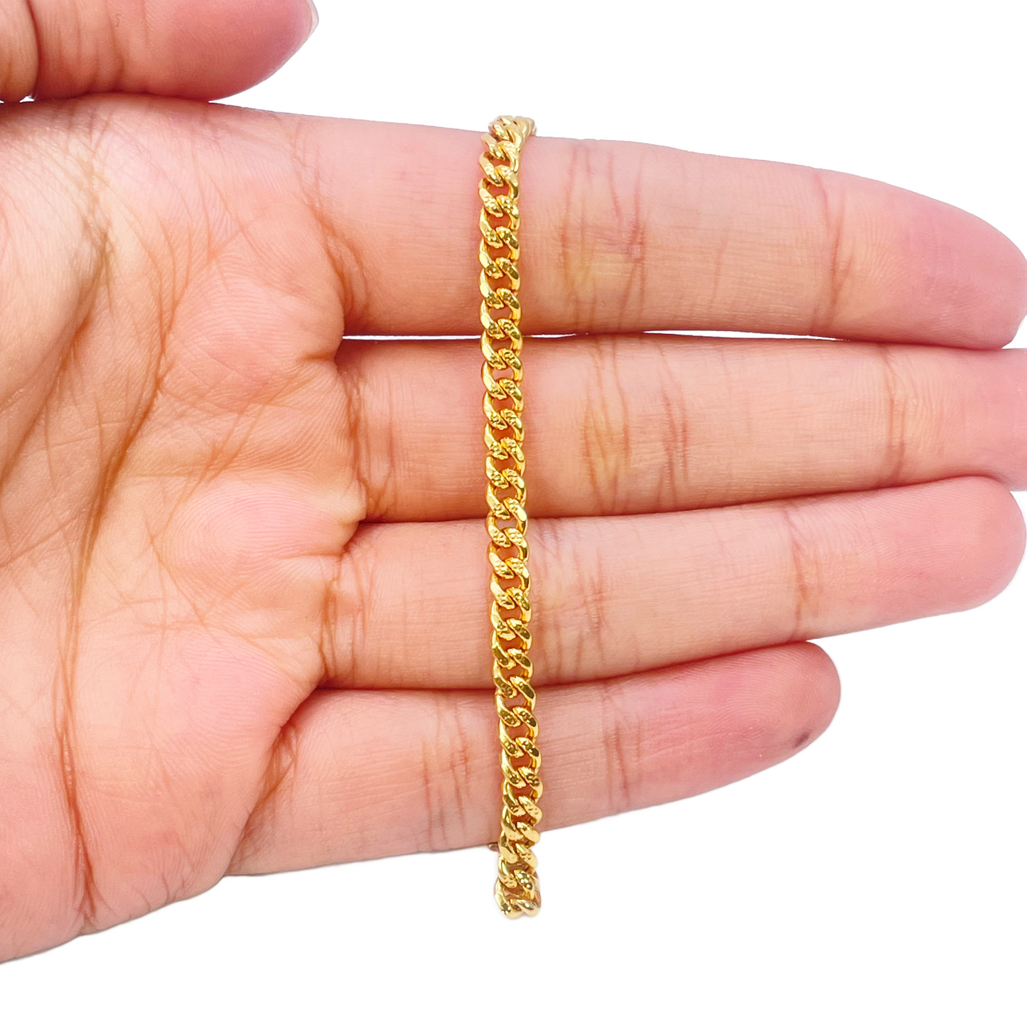 22ct Yellow Gold Curb Link High Polished Plain Bracelet 8 inches