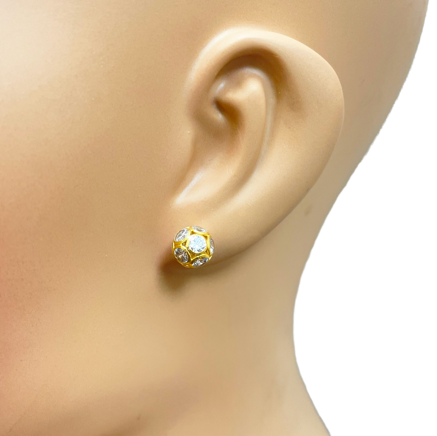 22ct Yellow Gold Fancy Ladies Sparkly Ball 16 Inch Necklace & Stud Earrings Set