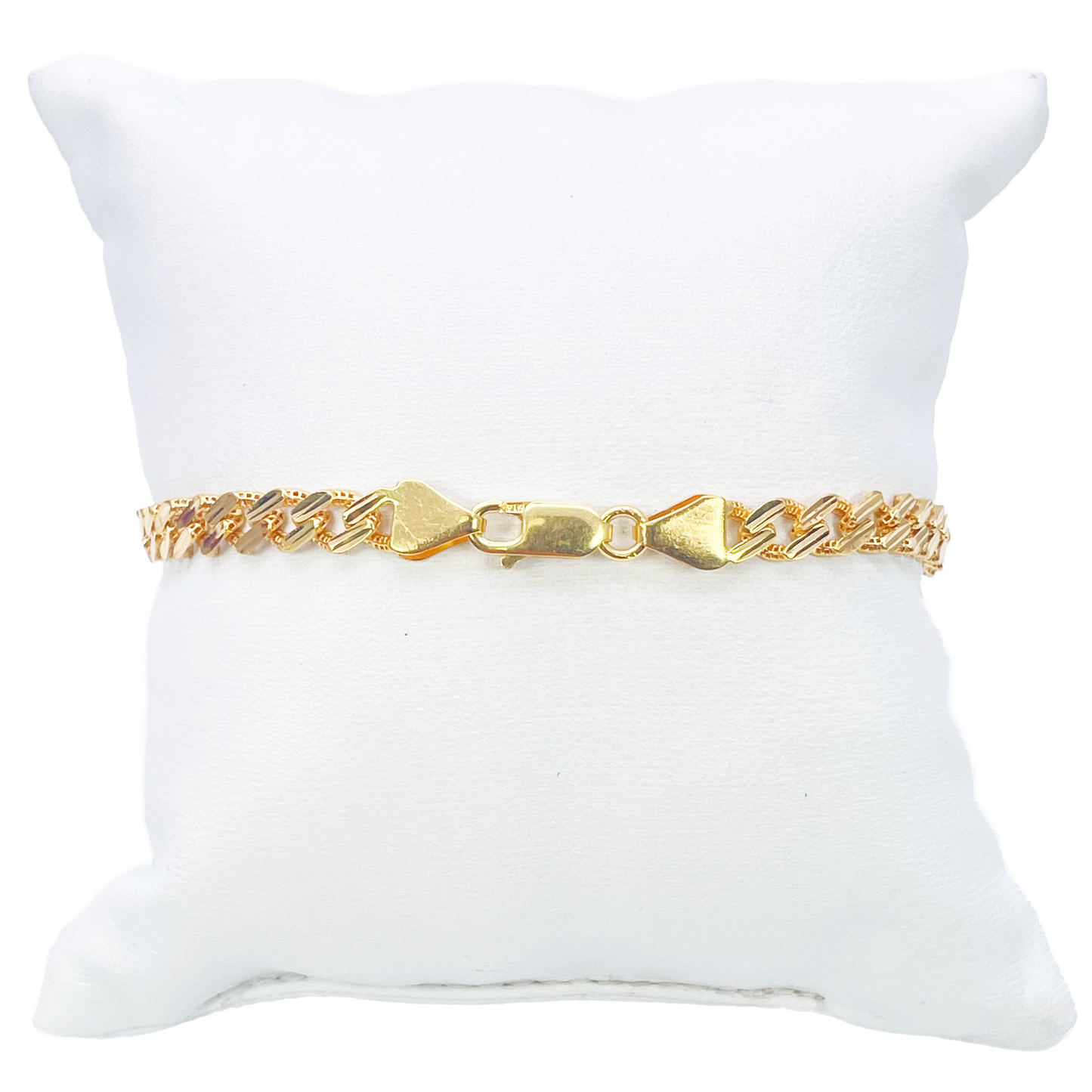 22ct Yellow Gold Diamond Cut Curb Link High Polished Plain Bracelet 8 inches