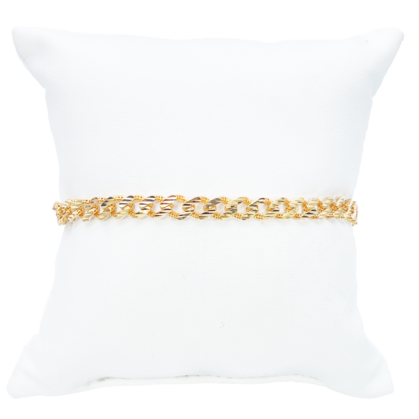 22ct Yellow Gold Diamond Cut Curb Link High Polished Plain Bracelet 8 inches