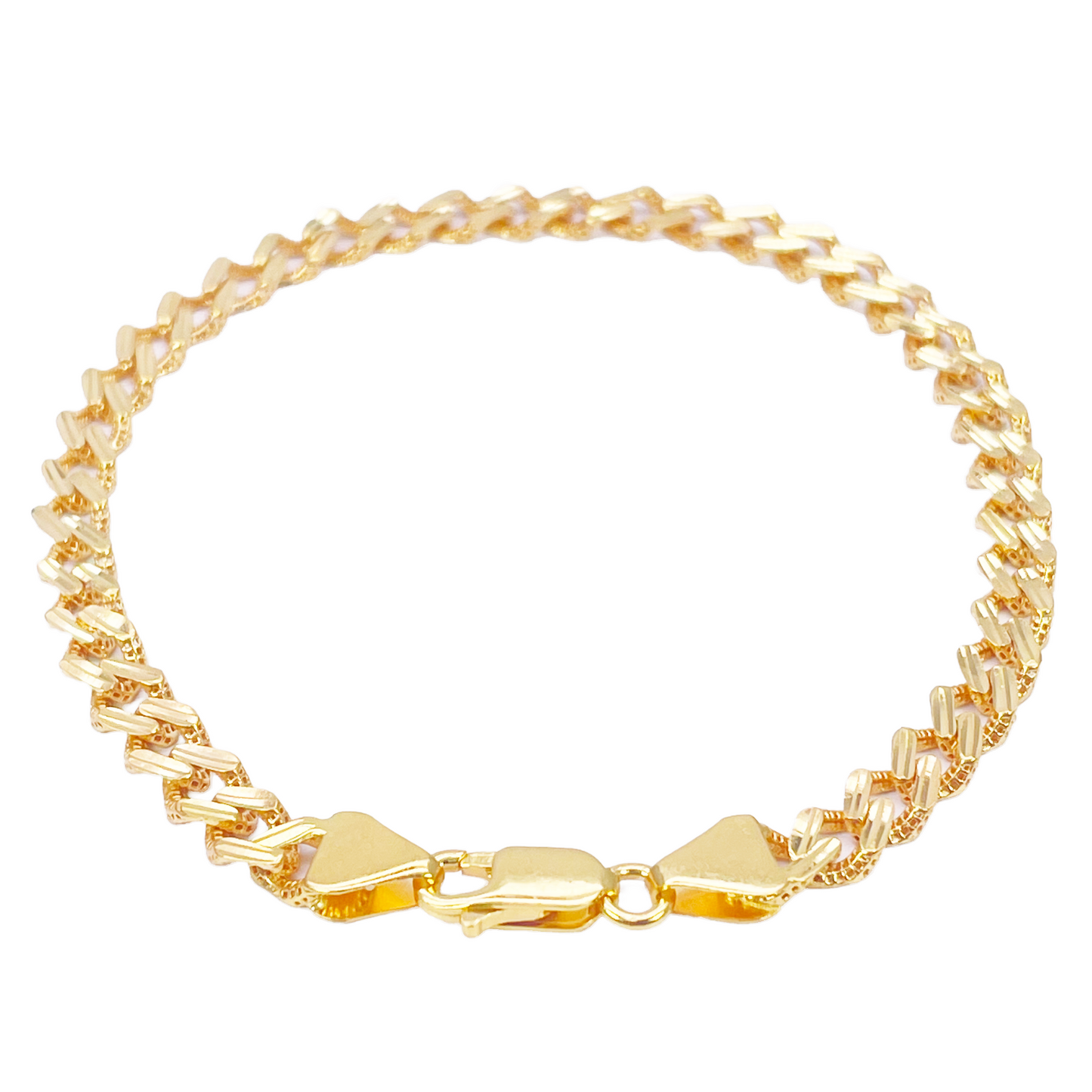 22ct Yellow Gold Diamond Cut Curb Link High Polished Plain Bracelet 8 inches