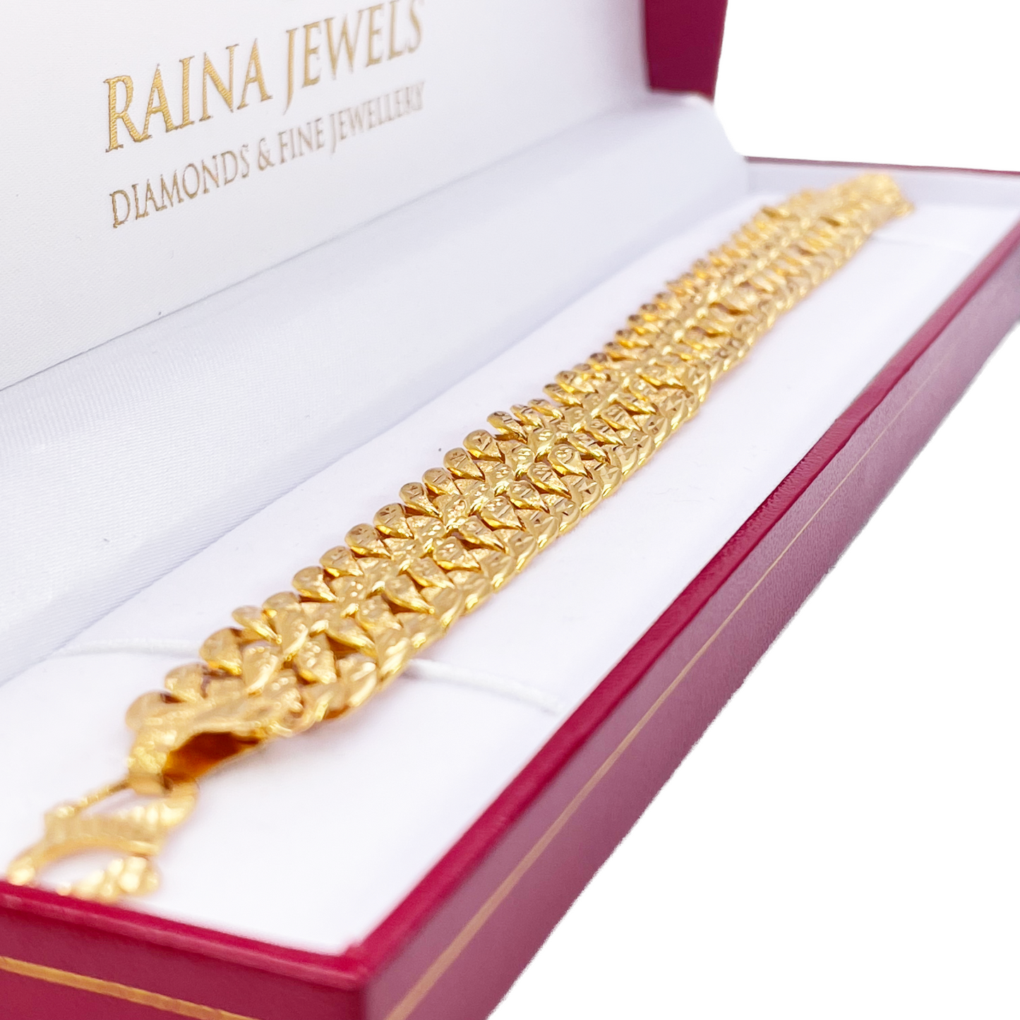 22ct Yellow Gold Diamond Cut Double Curb Chain Lightweight Bracelet 8 Inches