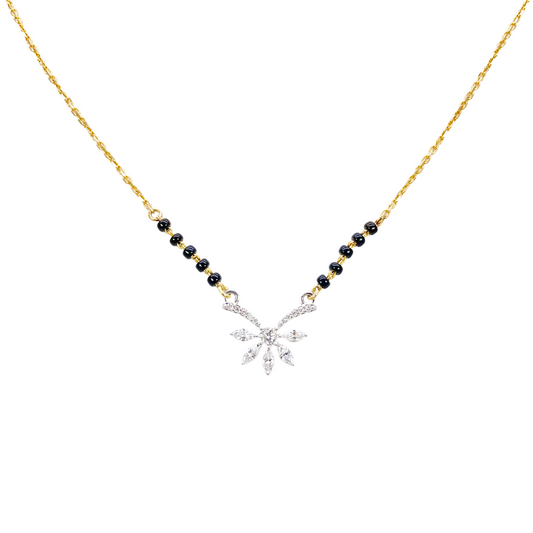 18ct Yellow Gold Natural Marquise And Round Diamond 0.40ct Mangalsutra Necklace  Mangalsutra Chains