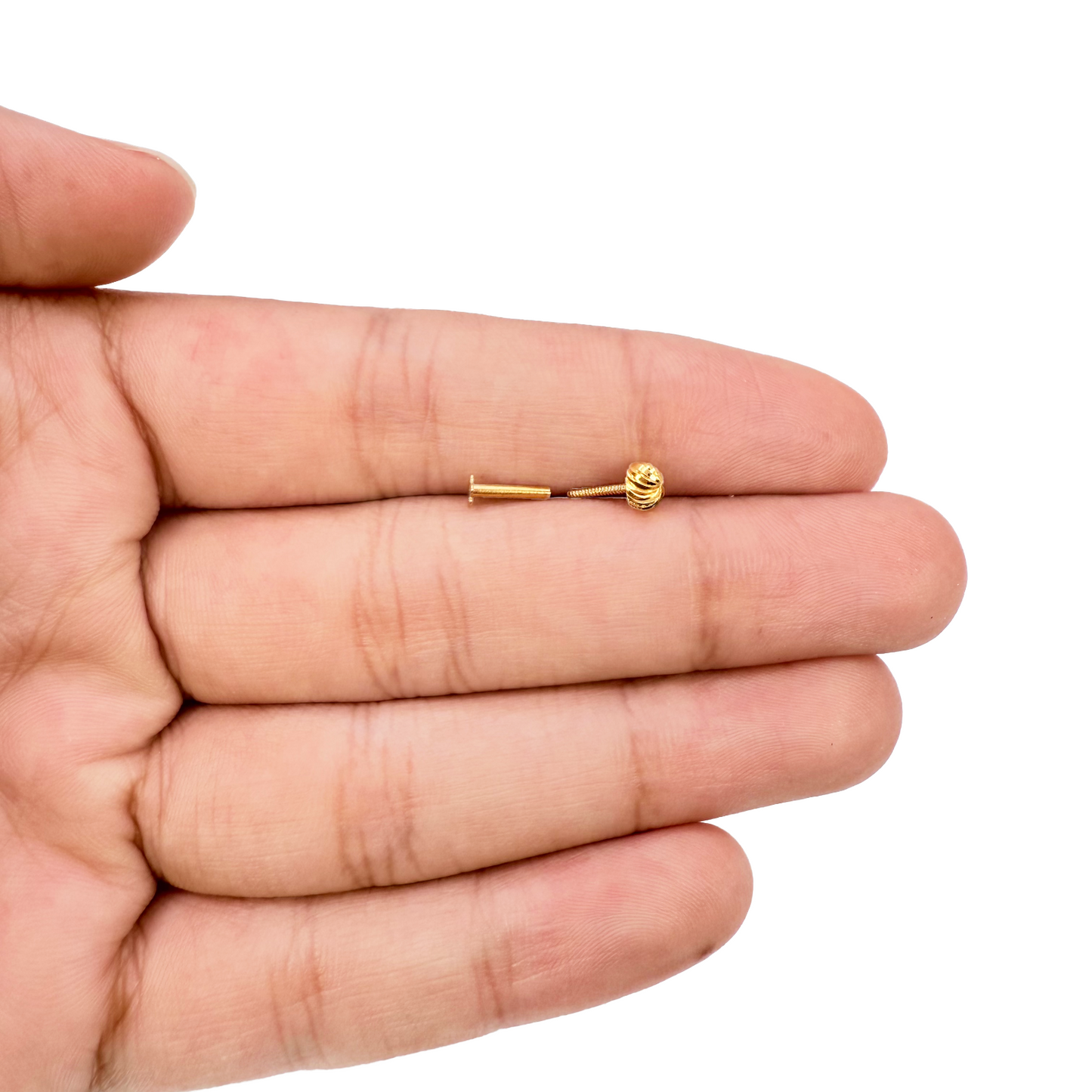 22ct Yellow Gold Diamond Cut Swirl For Nose Stud/Pin, Tragus & Helix 3.6mm Width