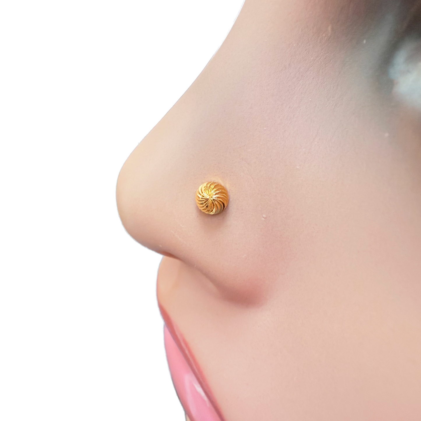 22ct Yellow Gold Diamond Cut Swirl For Nose Stud/Pin, Tragus & Helix 3.6mm Width