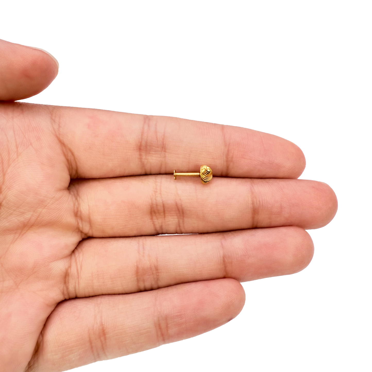 22ct Yellow Gold Diamond Cut Swirl For Nose Stud/Pin, Tragus & Helix 4.8mm Width