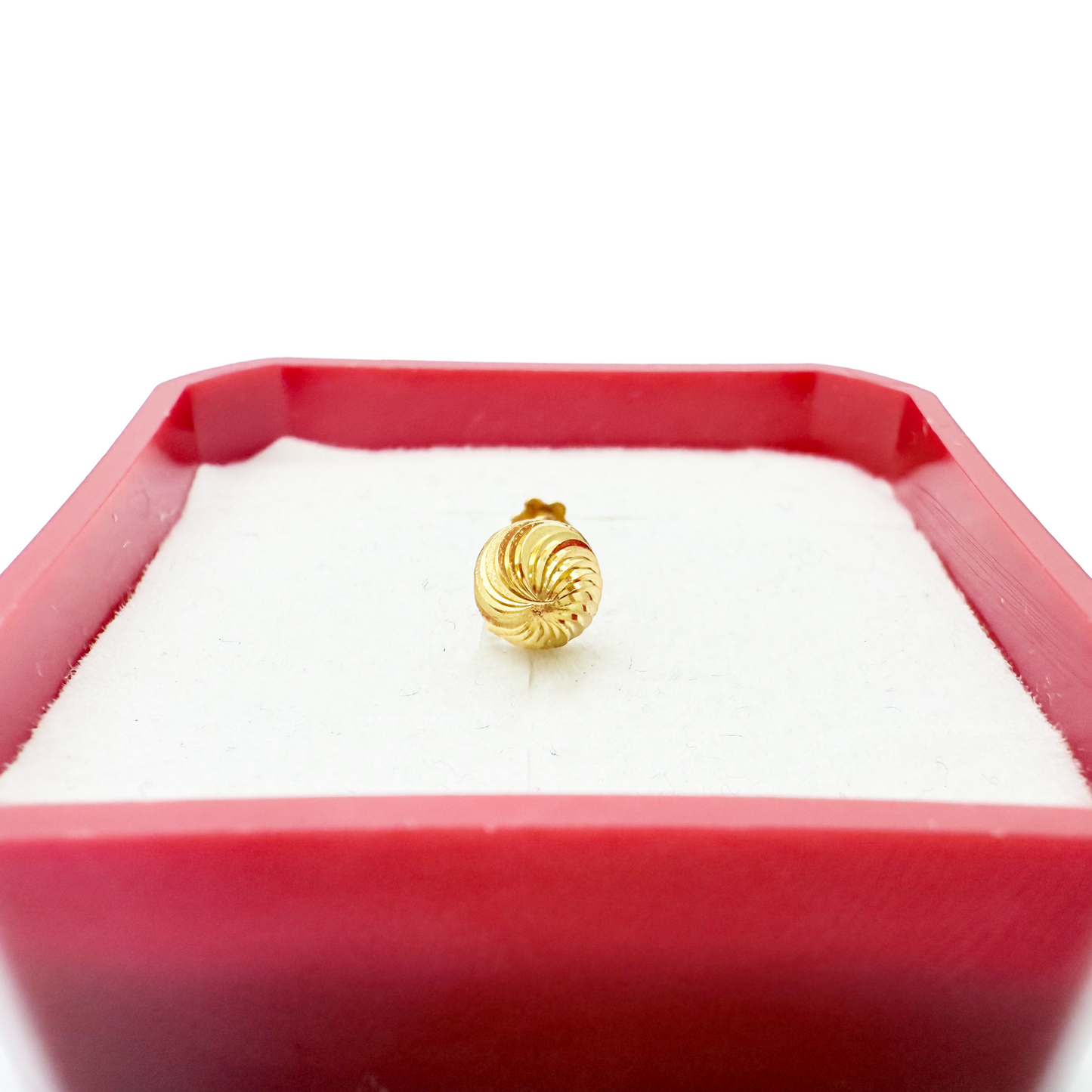 22ct Yellow Gold Diamond Cut Swirl For Nose Stud/Pin, Tragus & Helix 4.8mm Width