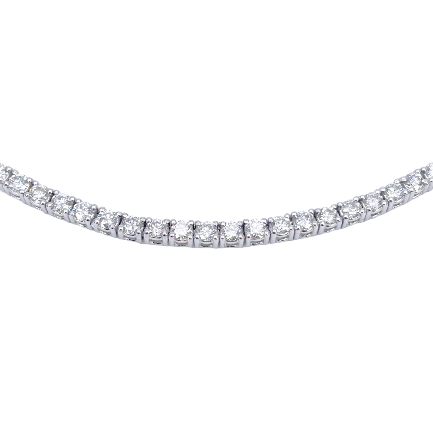 18ct White Gold 4-Claw Natural Diamond Tennis Necklace 6.00ct 17.5 Inches