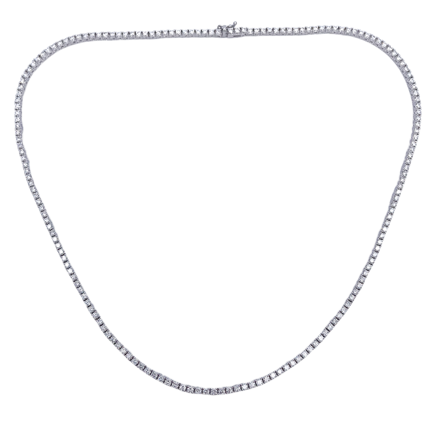18ct White Gold 4-Claw Natural Diamond Tennis Necklace 6.00ct 17.5 Inches