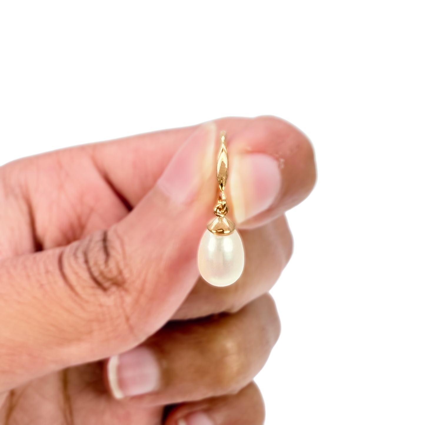 14ct Yellow Gold Beautiful Ladies Pear Freshwater Pearl Hook Wire Drop Earrings