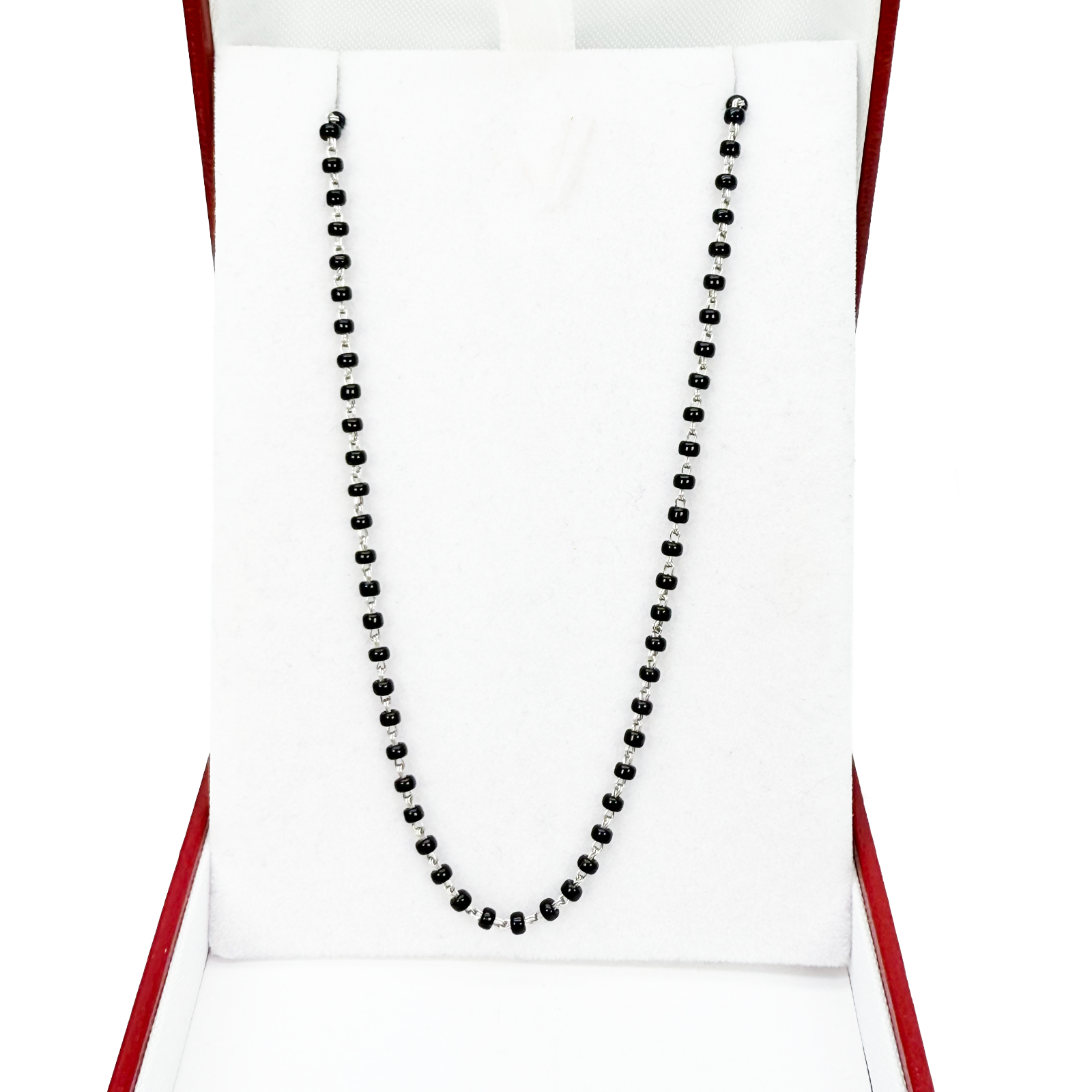 18ct White Gold Ladies Mangalsutra Chain Black Beaded Necklace 16 inch  Mangalsutra Chains