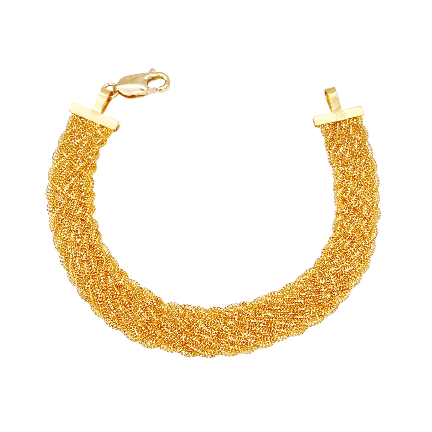 22ct Yellow Gold Fancy Filigree Style Braided Bracelet 6 inches 10mm Width