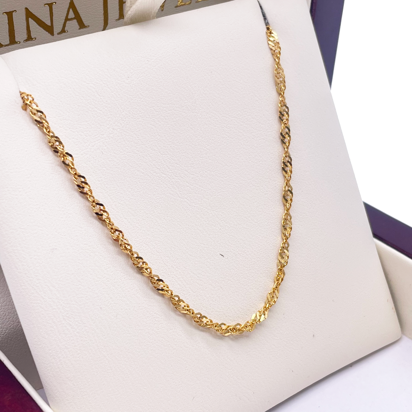 22ct Yellow Gold Fancy Twisted Ripple Chain Necklace 22 inches 2 mm Width