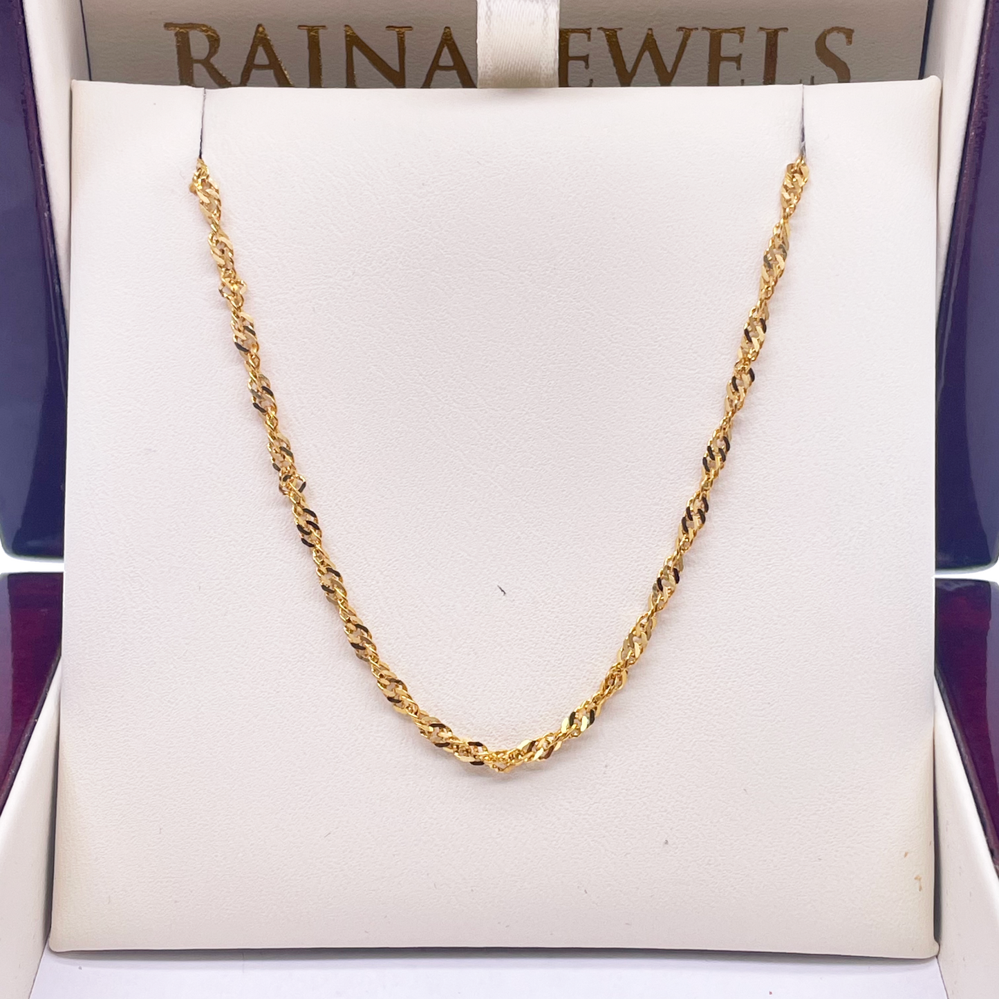 22ct Yellow Gold Fancy Twisted Ripple Chain Necklace 22 inches 2 mm Width