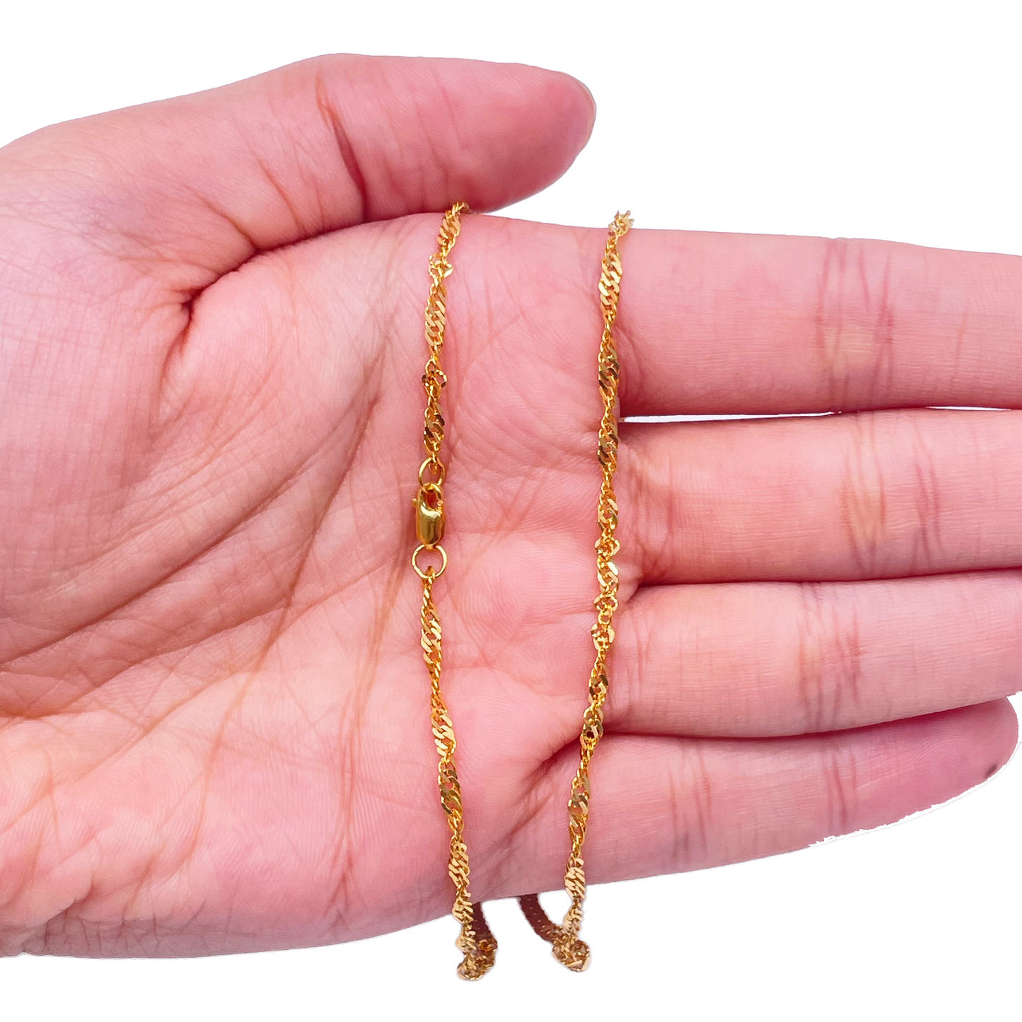 22ct Yellow Gold Fancy Twisted Ripple Chain Necklace 22 inches 2 mm Width