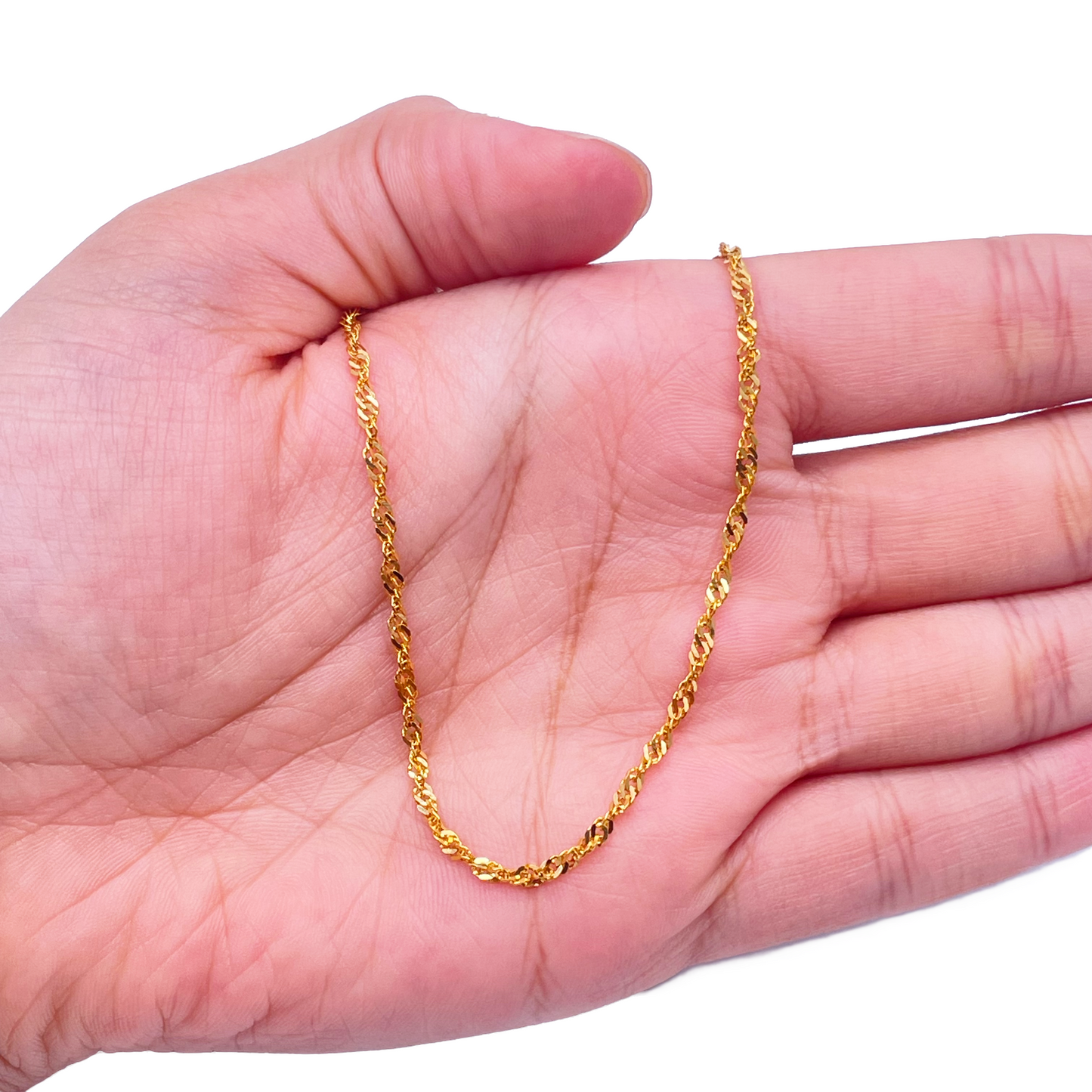 22ct Yellow Gold Fancy Twisted Ripple Chain Necklace 22 inches 2 mm Width