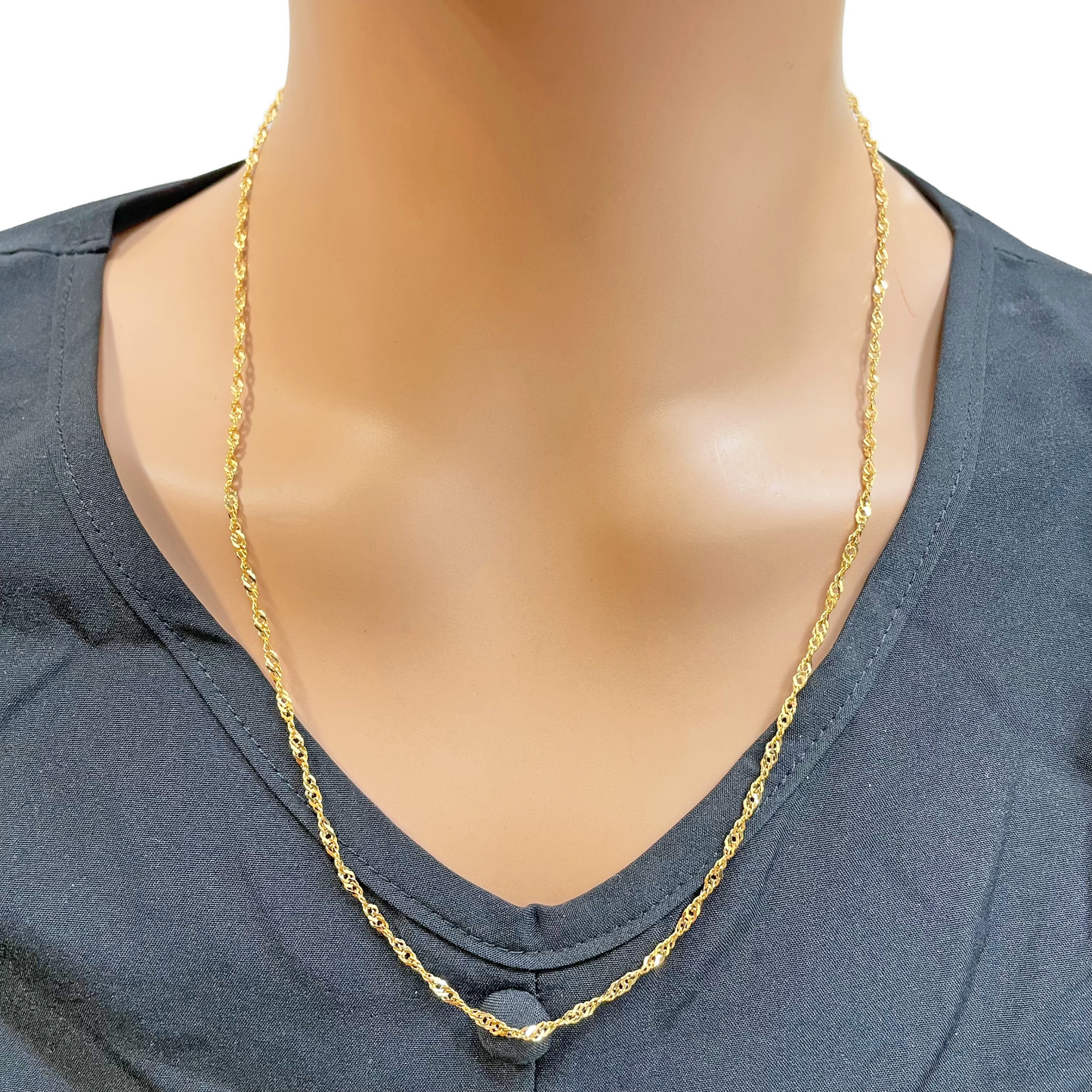 22ct Yellow Gold Fancy Twisted Ripple Chain Necklace 22 inches 2 mm Width