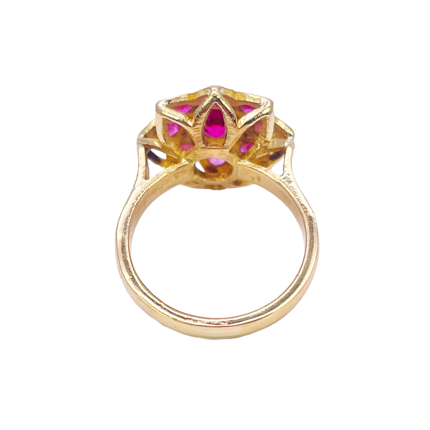 22ct Yellow Gold Cubic Zirconia Vintage Design Flower Cocktail Ring 16.3mm Width