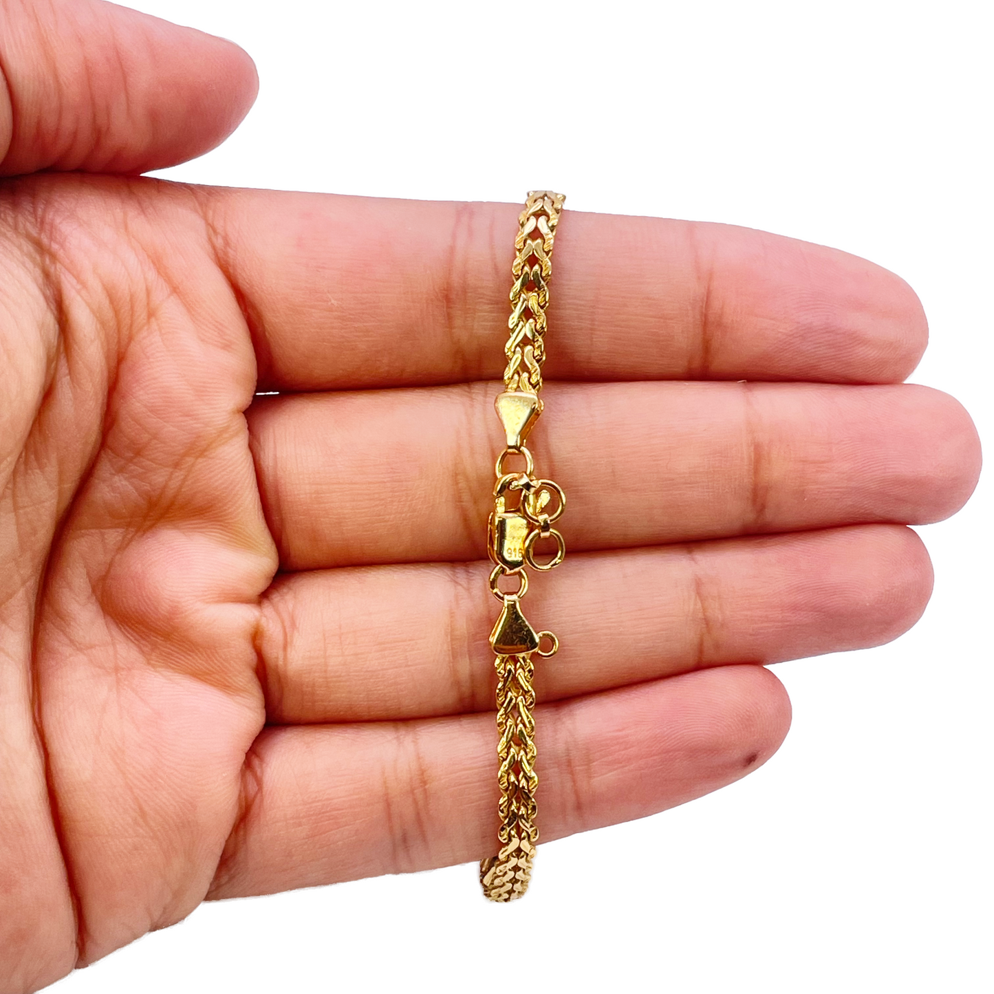 22ct Yellow Gold Textured Spiga Bracelet 8 inches 3.6mm Wide