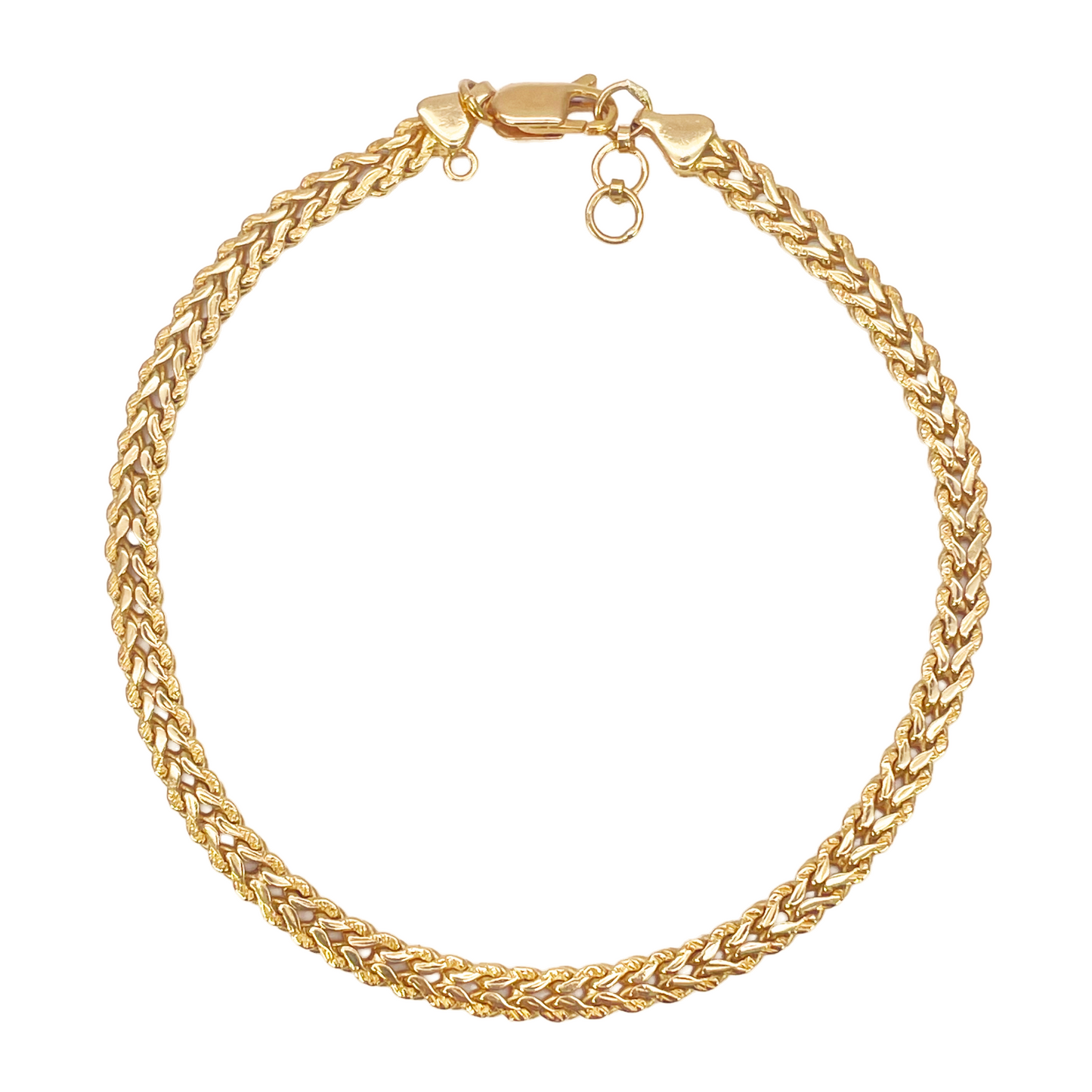 22ct Yellow Gold Textured Spiga Bracelet 8 inches 3.6mm Wide