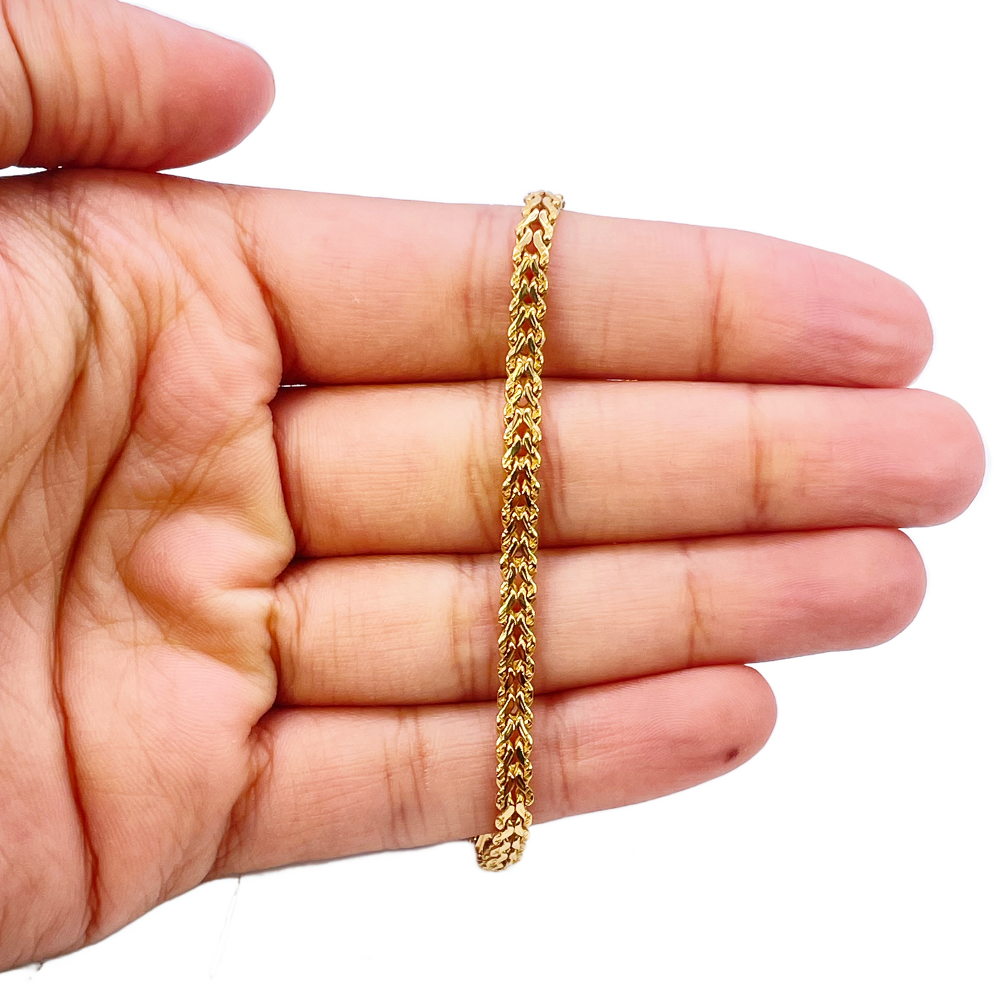 22ct Yellow Gold Textured Spiga Bracelet 8 inches 3.6mm Wide