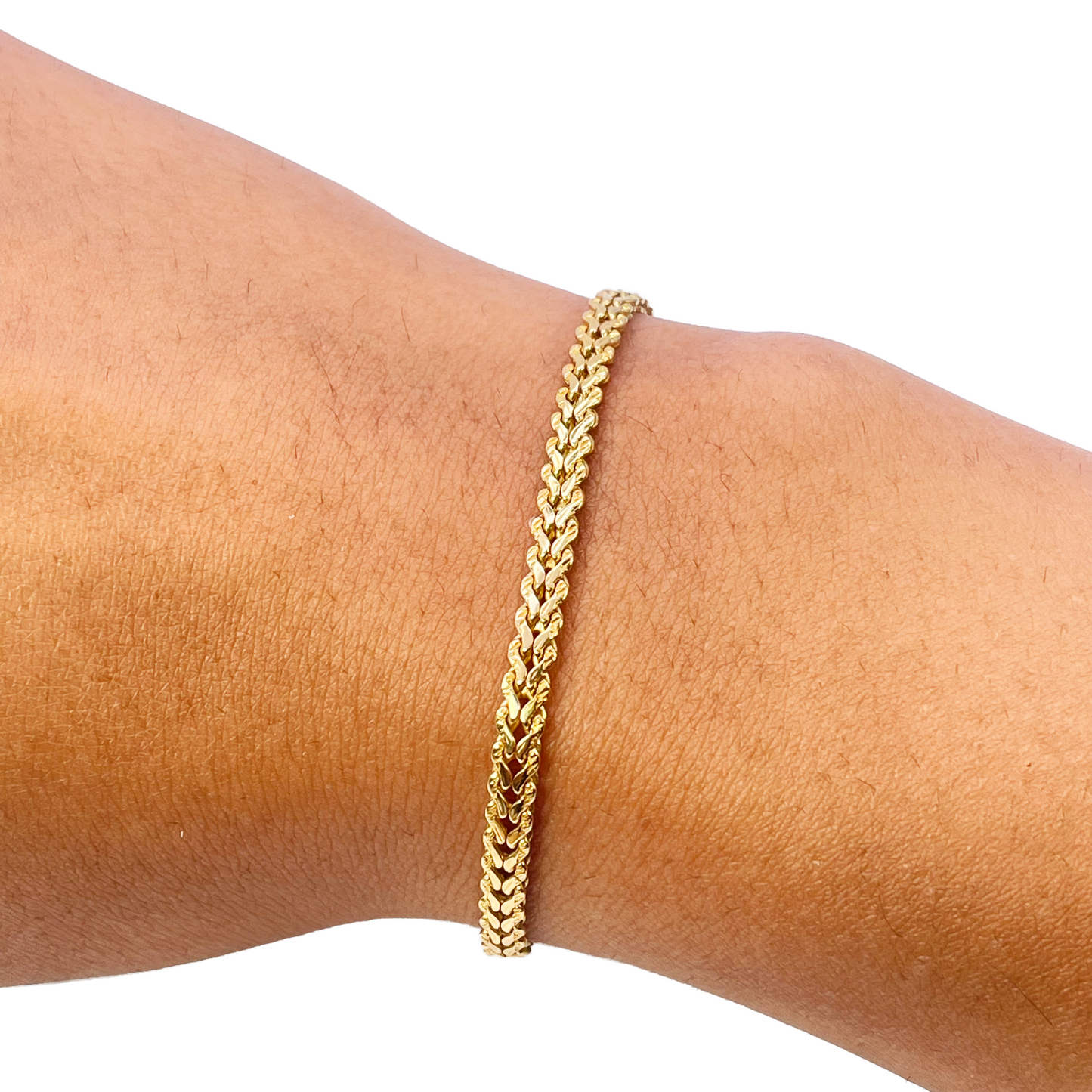 22ct Yellow Gold Textured Spiga Bracelet 8 inches 3.6mm Wide