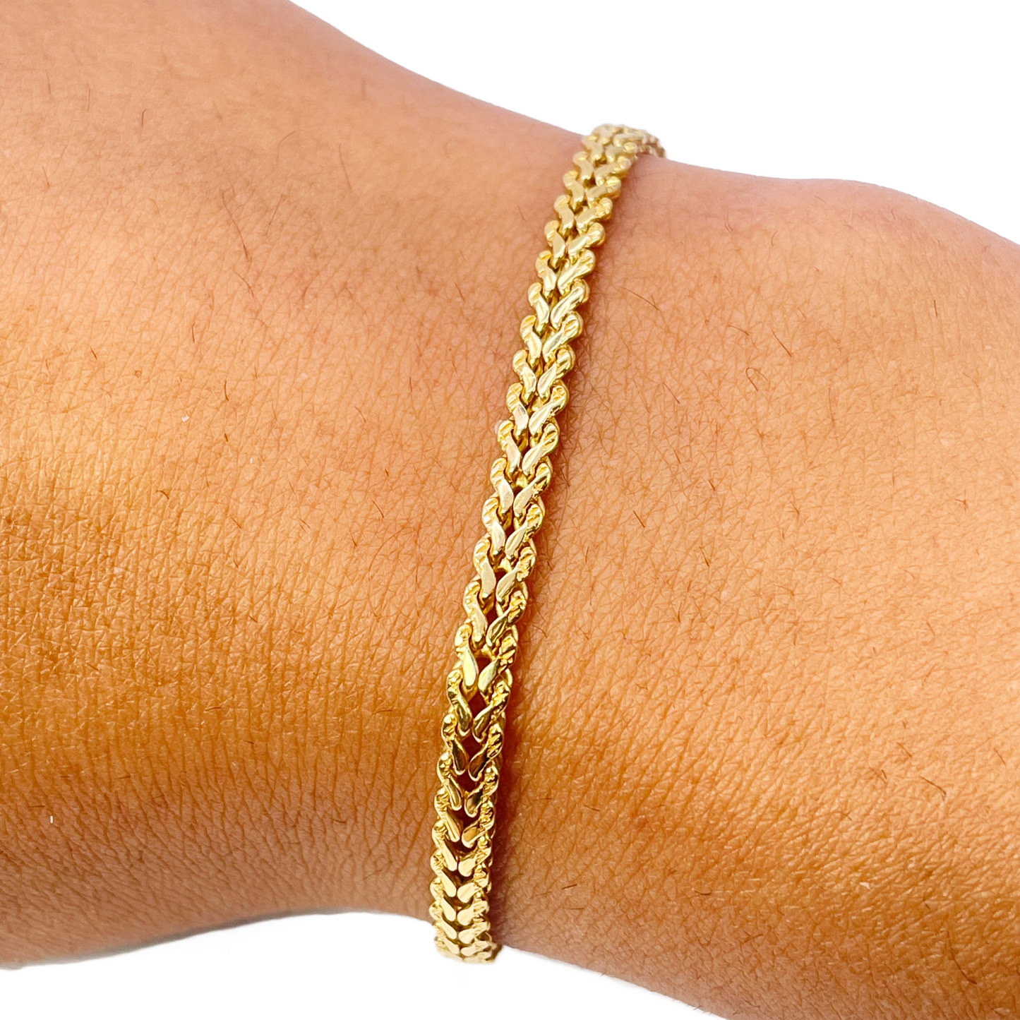 22ct Yellow Gold Textured Spiga Bracelet 8 inches 3.6mm Wide