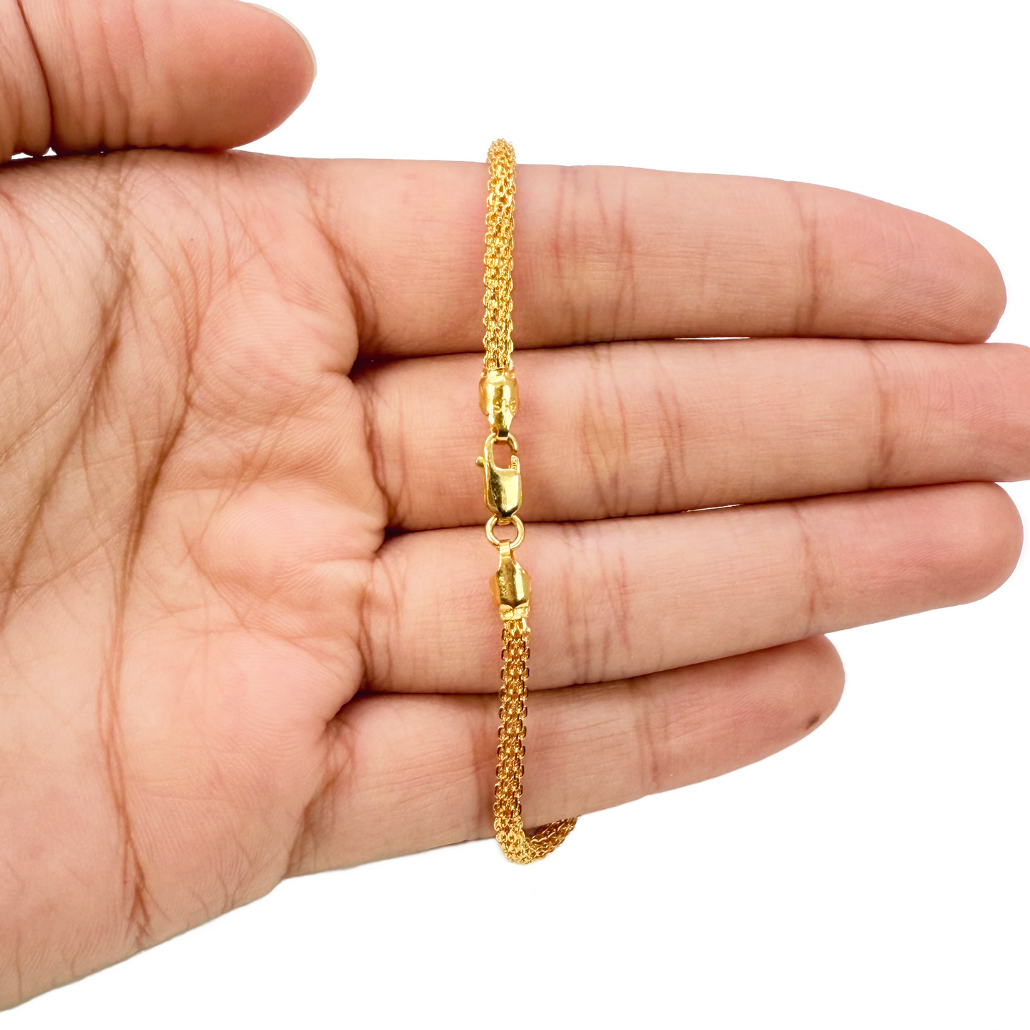 22ct Yellow Gold High Polished Rounded Chain Link Bracelet 2.4mm Width