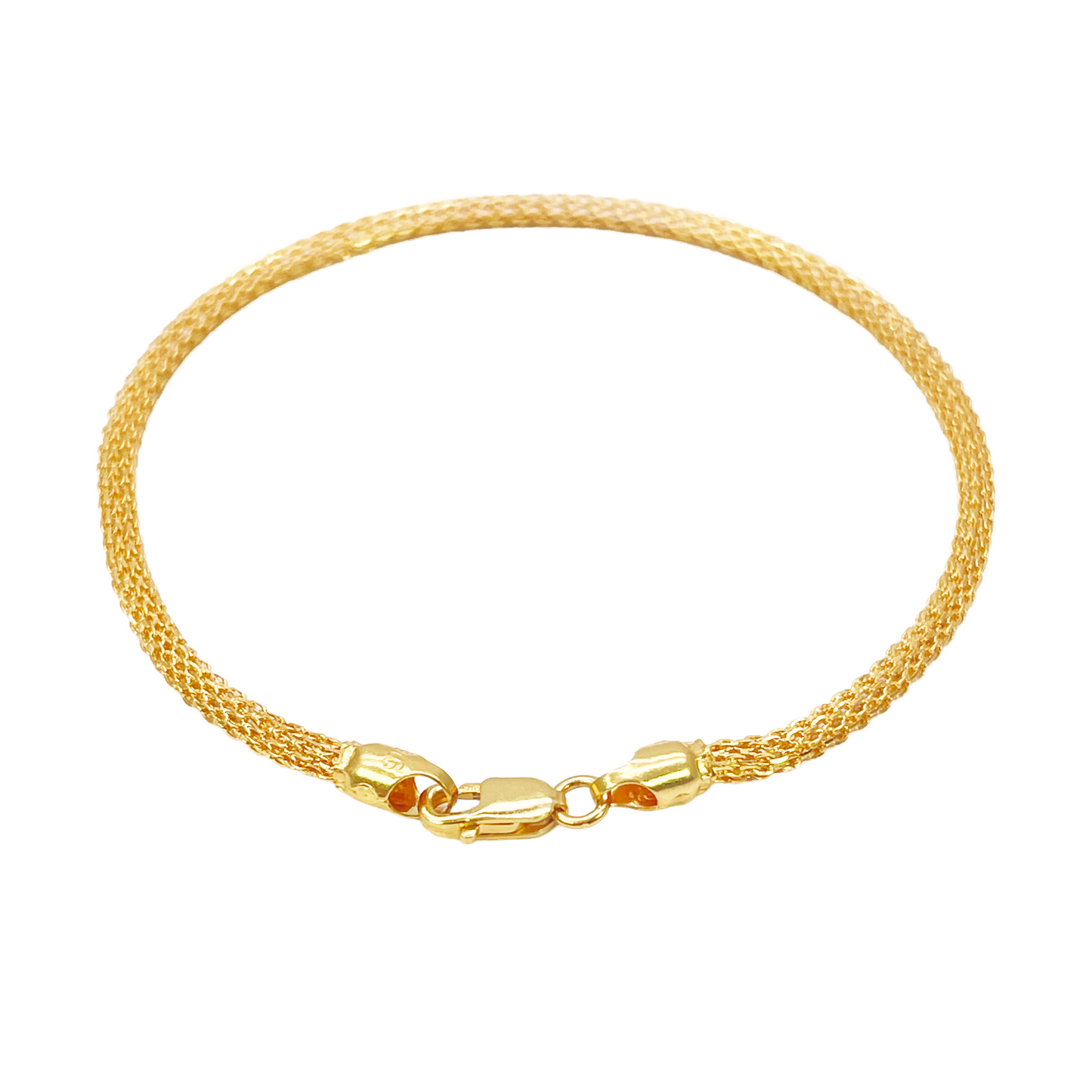 22ct Yellow Gold High Polished Rounded Chain Link Bracelet 2.4mm Width