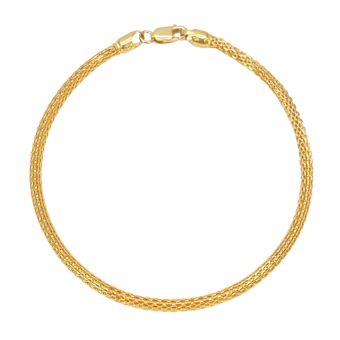 22ct Yellow Gold High Polished Rounded Chain Link Bracelet 2.4mm Width