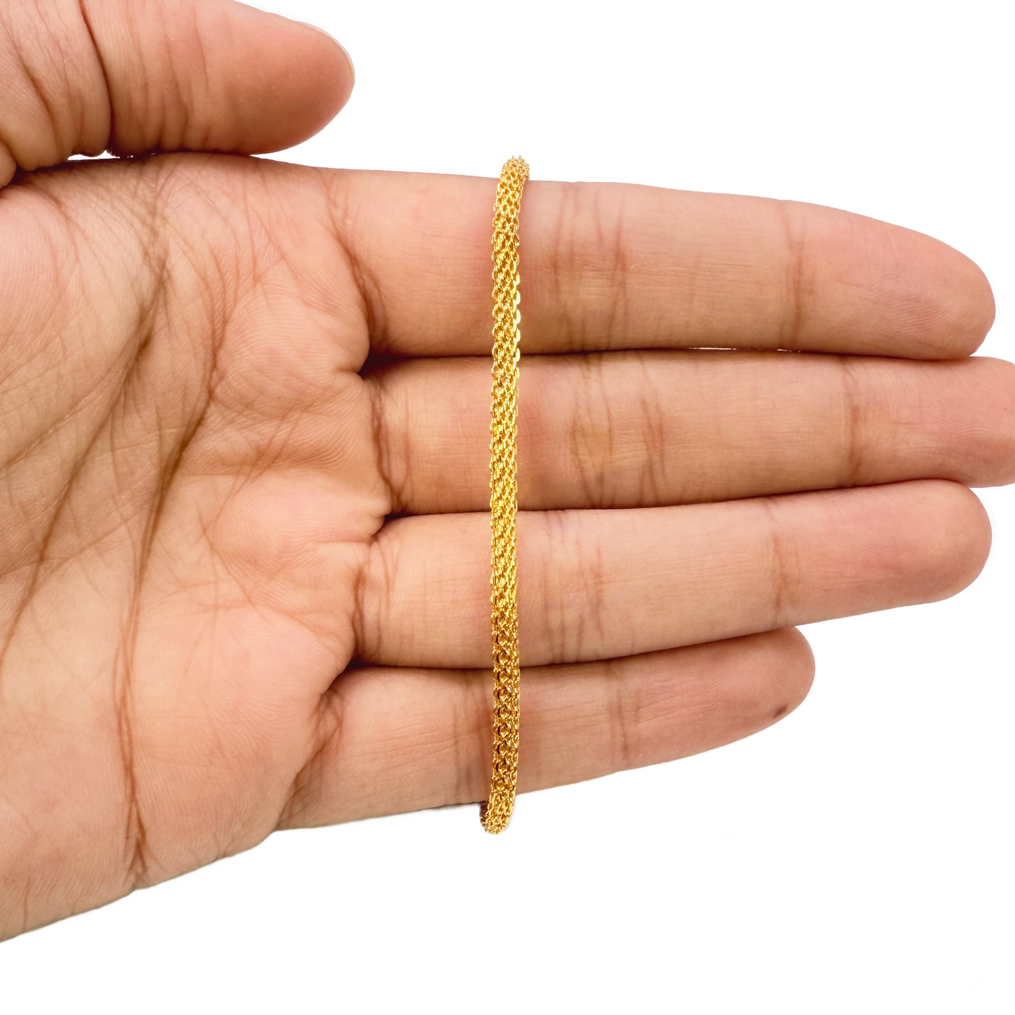 22ct Yellow Gold High Polished Rounded Chain Link Bracelet 2.4mm Width