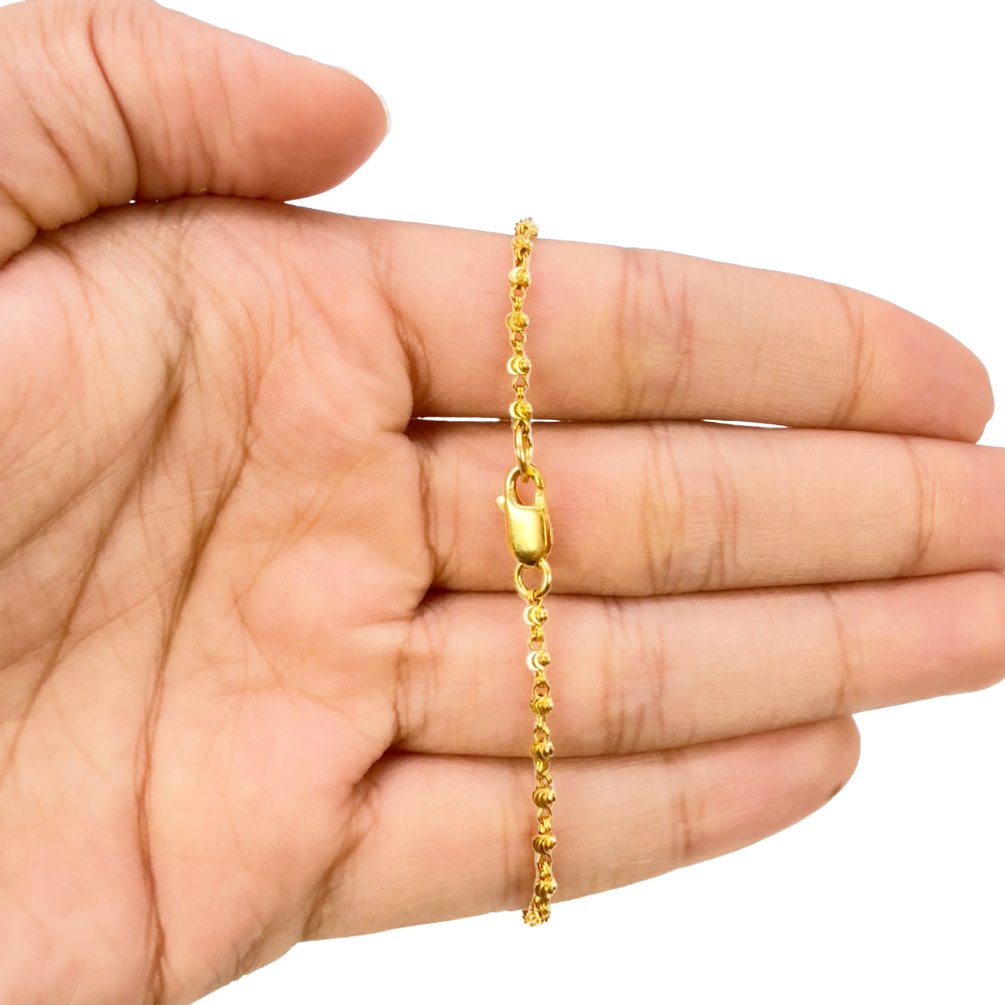 22ct Yellow Gold Sparkly Glitter Ball & Textured Diamond Cut Beaded Bracelet