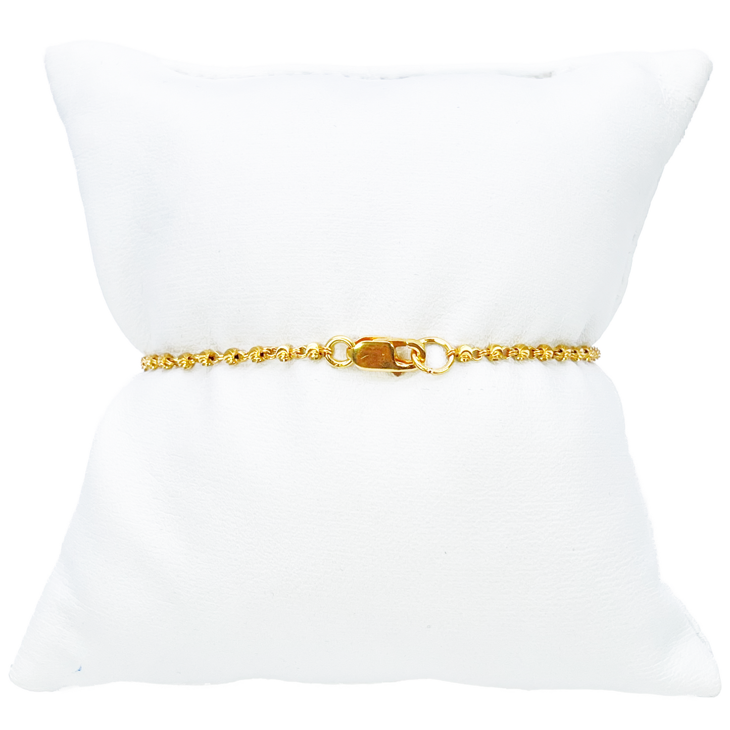 22ct Yellow Gold Sparkly Glitter Ball & Textured Diamond Cut Beaded Bracelet