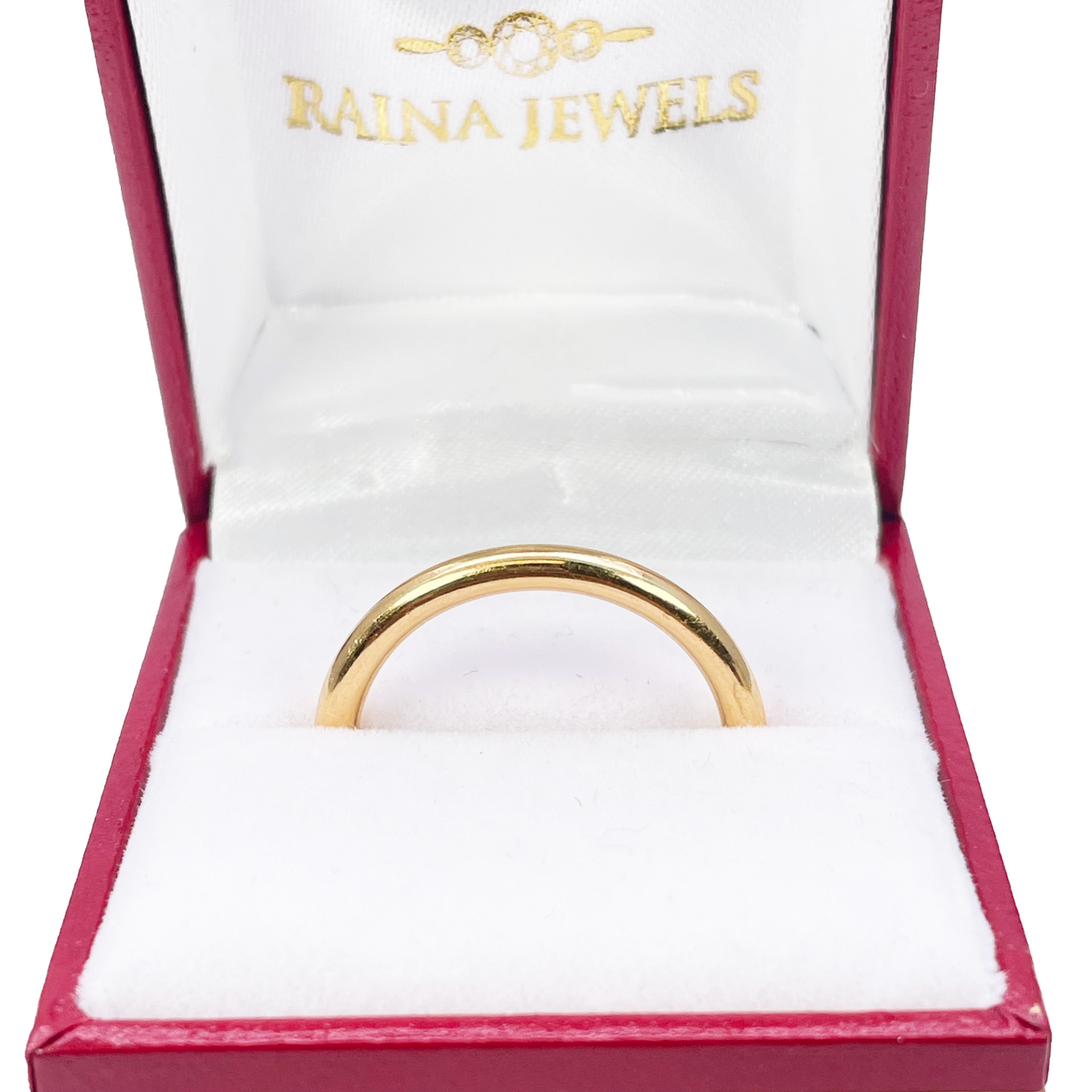 22ct Yellow Gold Plain High Polished Wire Band Ring 2.5mm