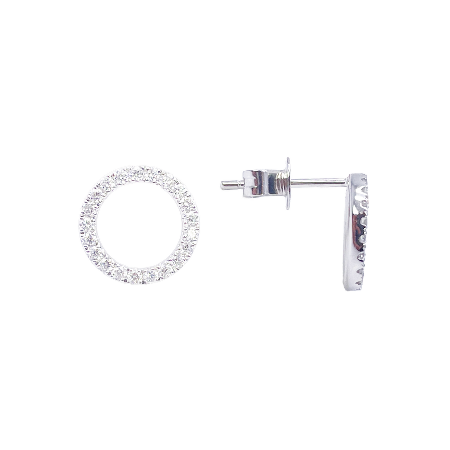 18ct White Gold Natural Diamond Circle of Life Pave Stud Earrings 0.30ct