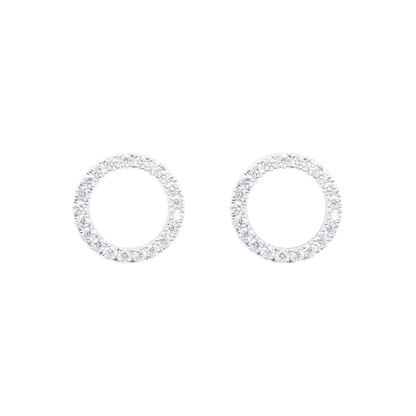 18ct White Gold Natural Diamond Circle of Life Pave Stud Earrings 0.30ct