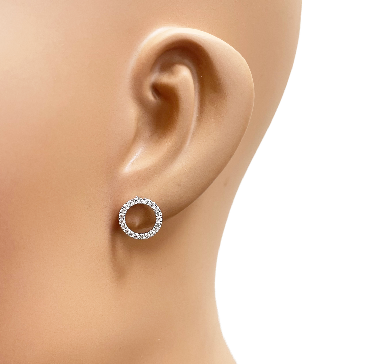 18ct White Gold Natural Diamond Circle of Life Pave Stud Earrings 0.30ct