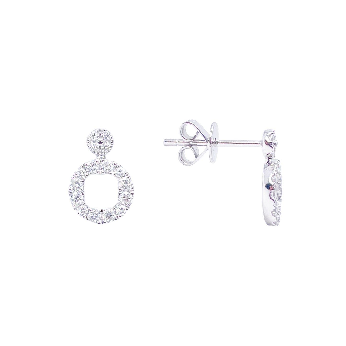 18ct White Gold Natural Diamond Circle of Life Pave Stud Earrings 0.30ct