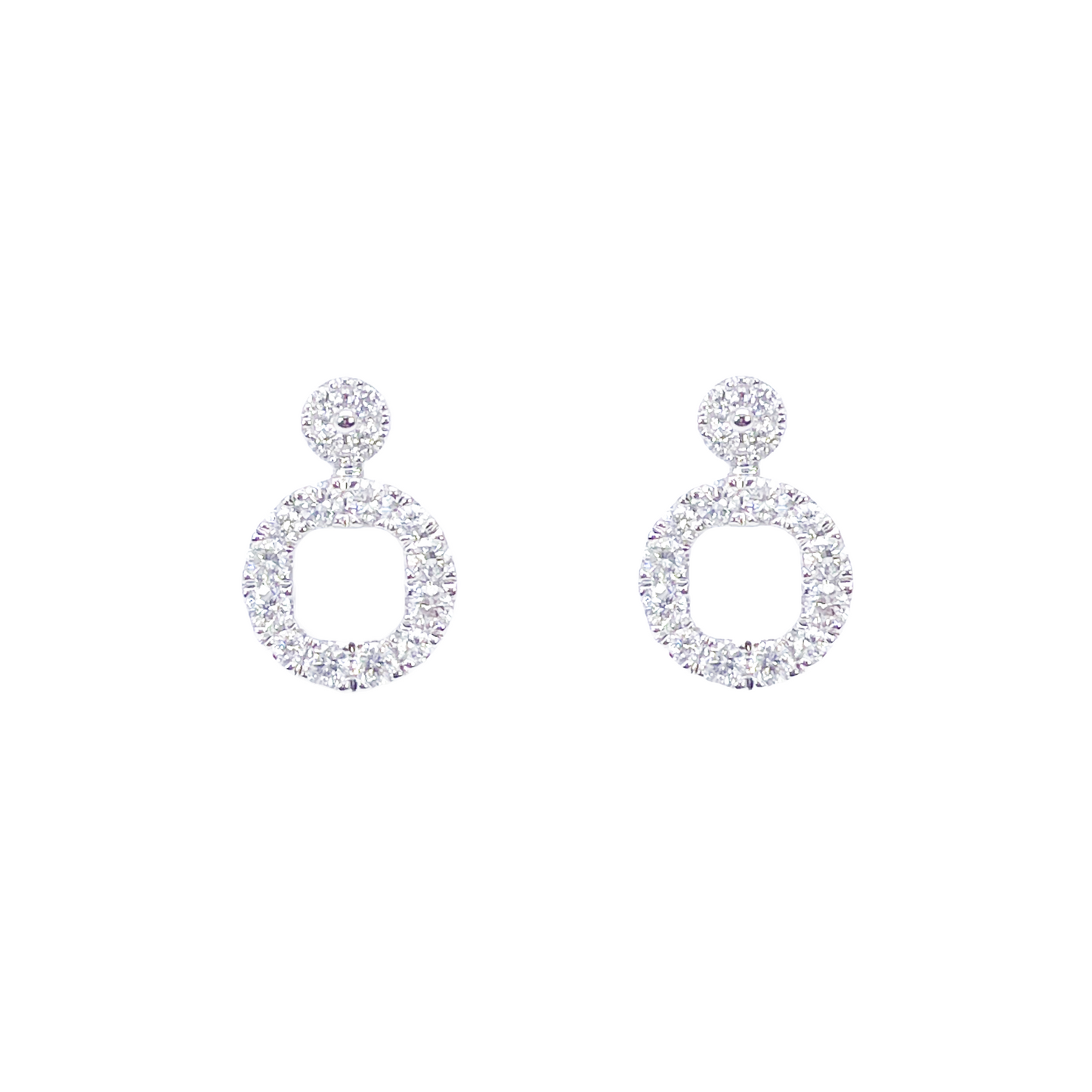 18ct White Gold Natural Diamond Circle of Life Pave Stud Earrings 0.30ct